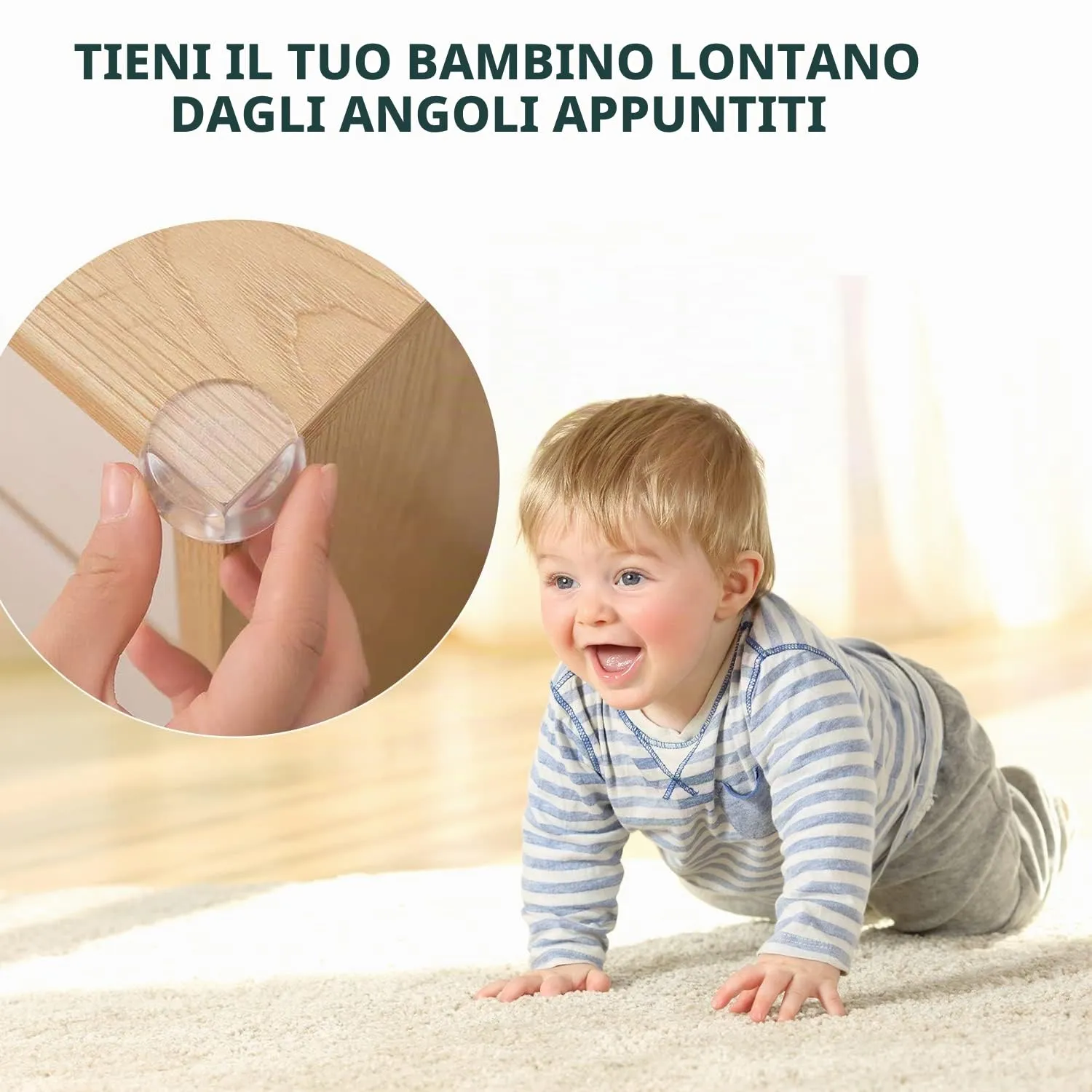 KIHONI Paraspigoli Bambini 20 Pezzi Trasparenti in Gomma PVC per Tavoli e Mobili - immagine 2