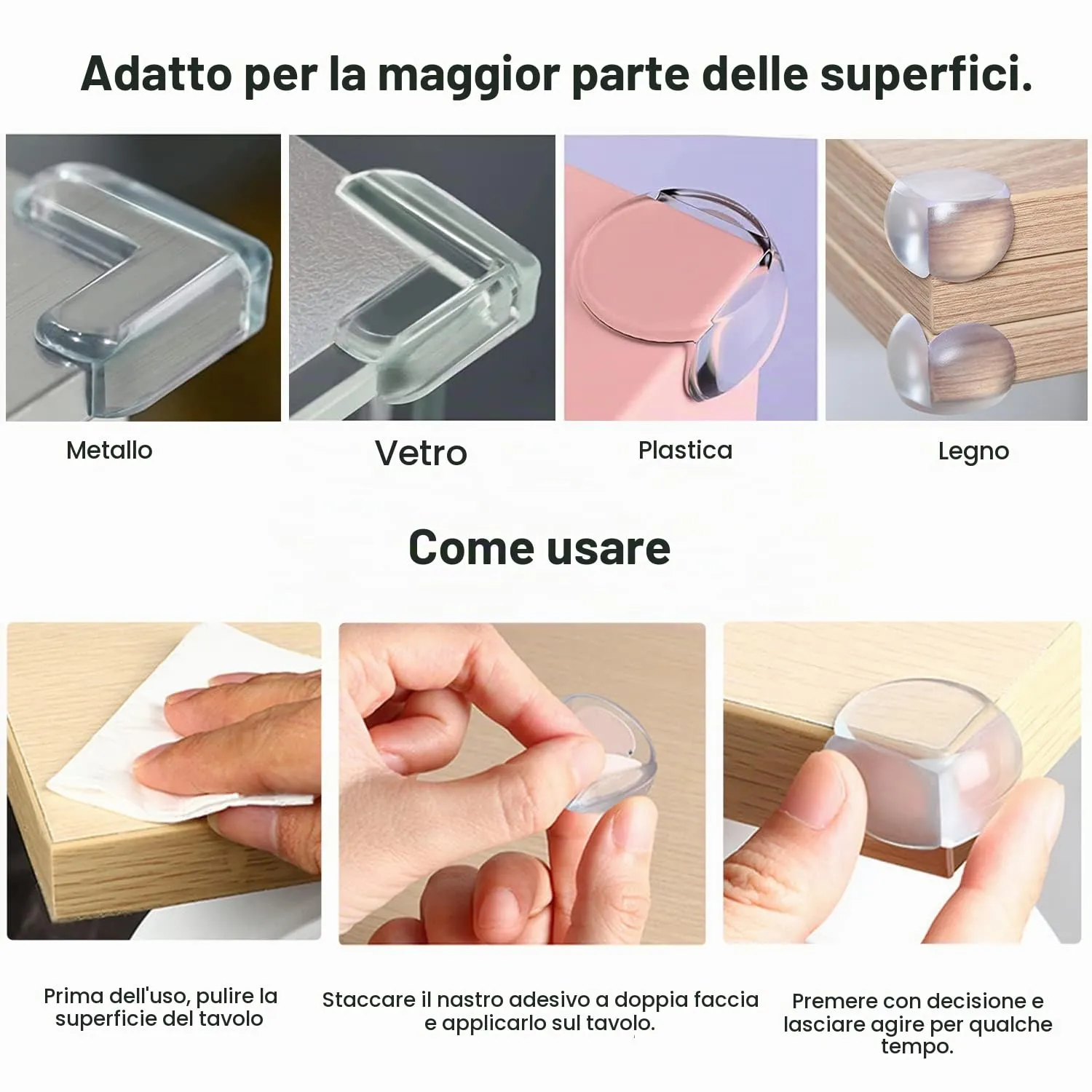 KIHONI Paraspigoli Bambini 20 Pezzi Trasparenti in Gomma PVC per Tavoli e Mobili - immagine 5