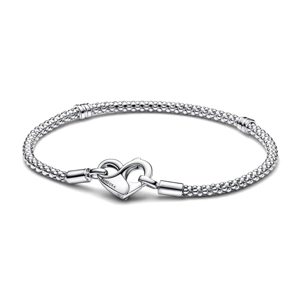 Pandora Braccialetto a catena Moments in argento sterling con chiusura a cuore, 16 cm - immagine 2