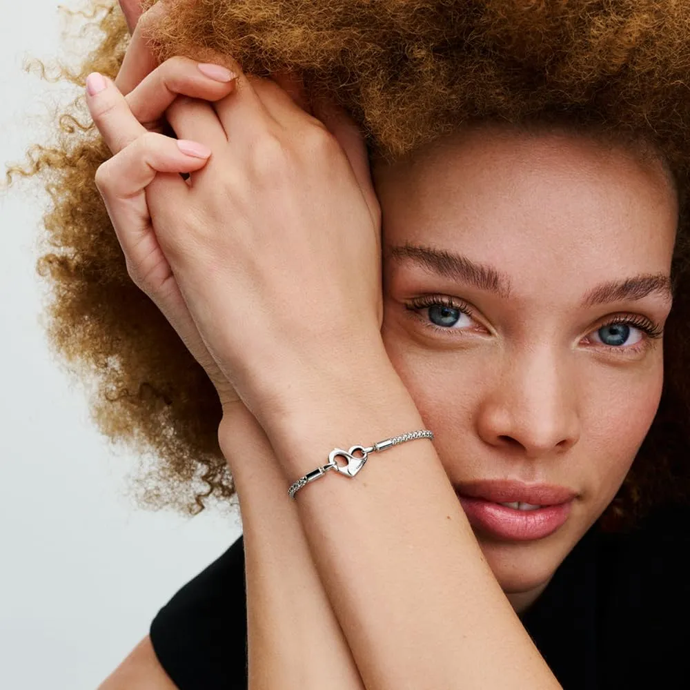 Pandora Braccialetto a catena Moments in argento sterling con chiusura a cuore, 16 cm - immagine 6