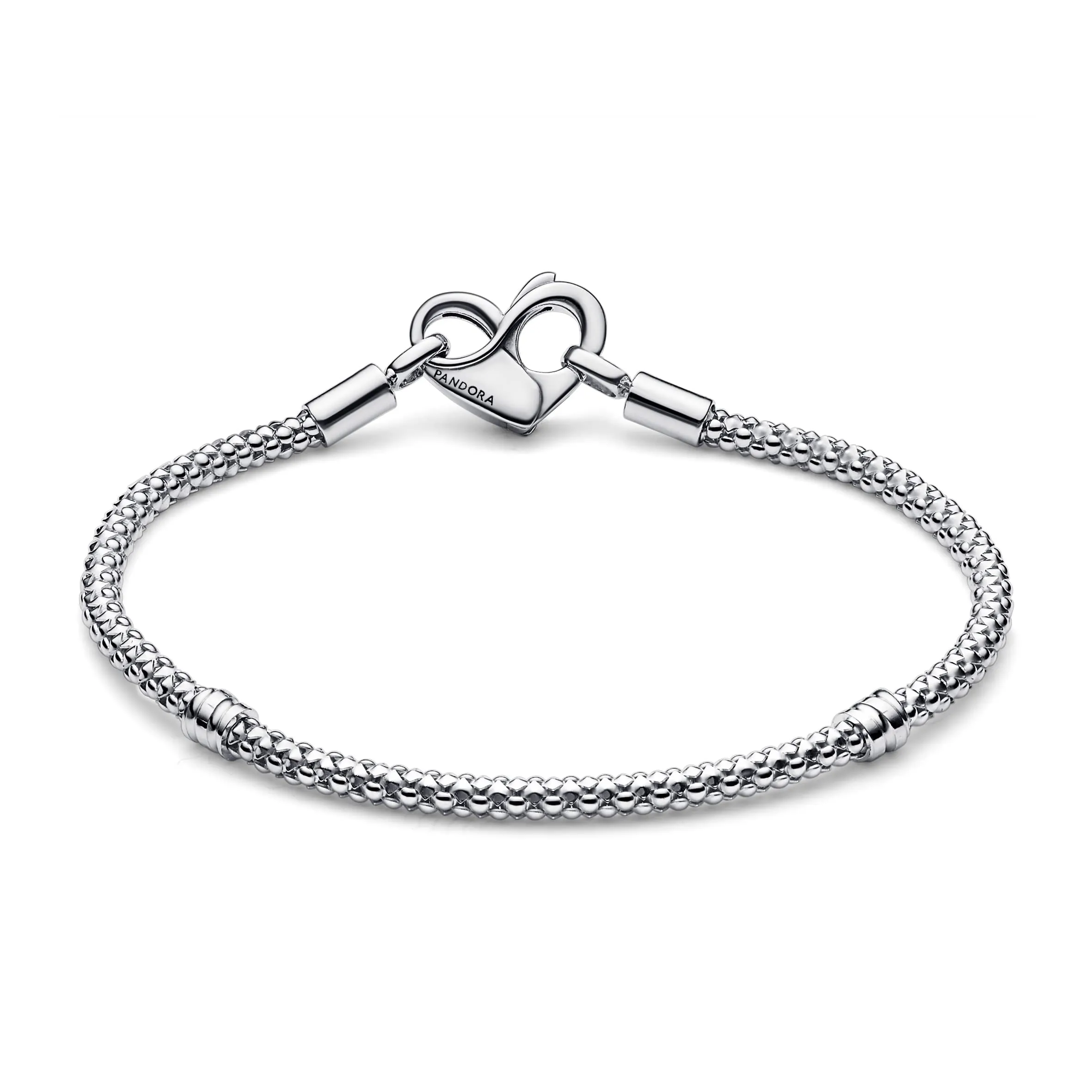 Pandora Moments Braccialetto a catena in argento sterling con chiusura a cuore, 21 cm - immagine 2