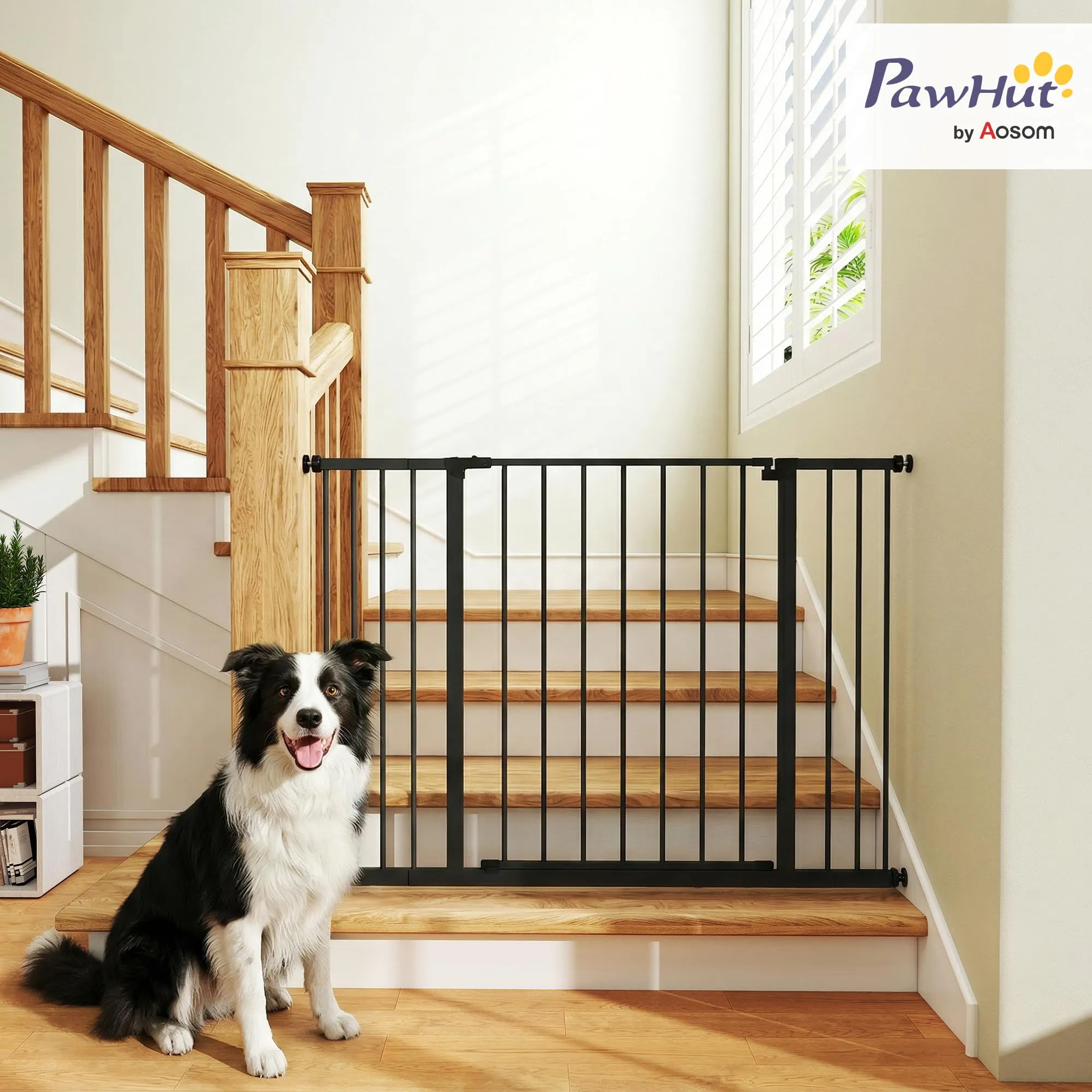 PawHut Cancellino per Cani Estensibile 76-107 cm Nero - immagine 2