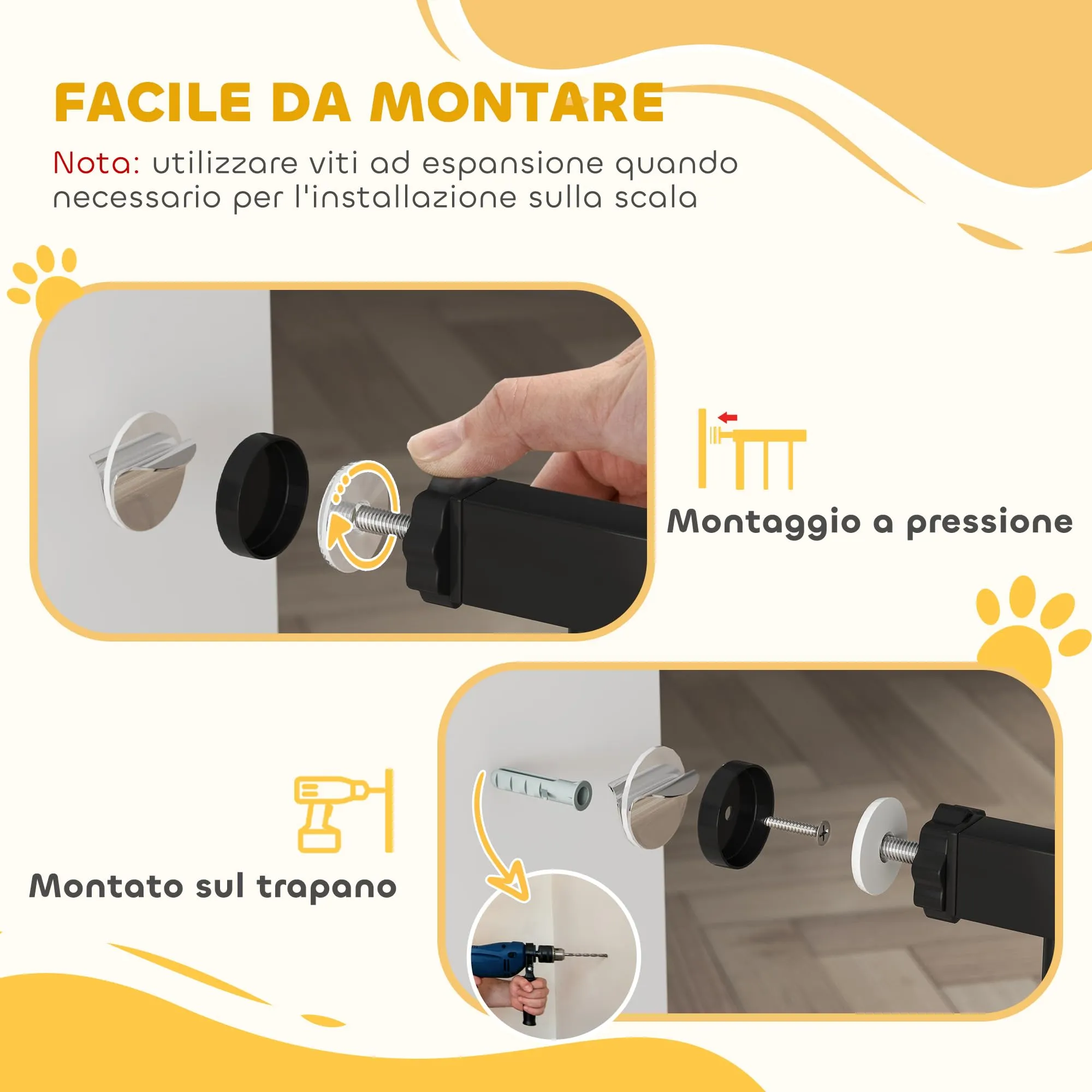 PawHut Cancellino per Cani Estensibile 76-107 cm Nero - immagine 6