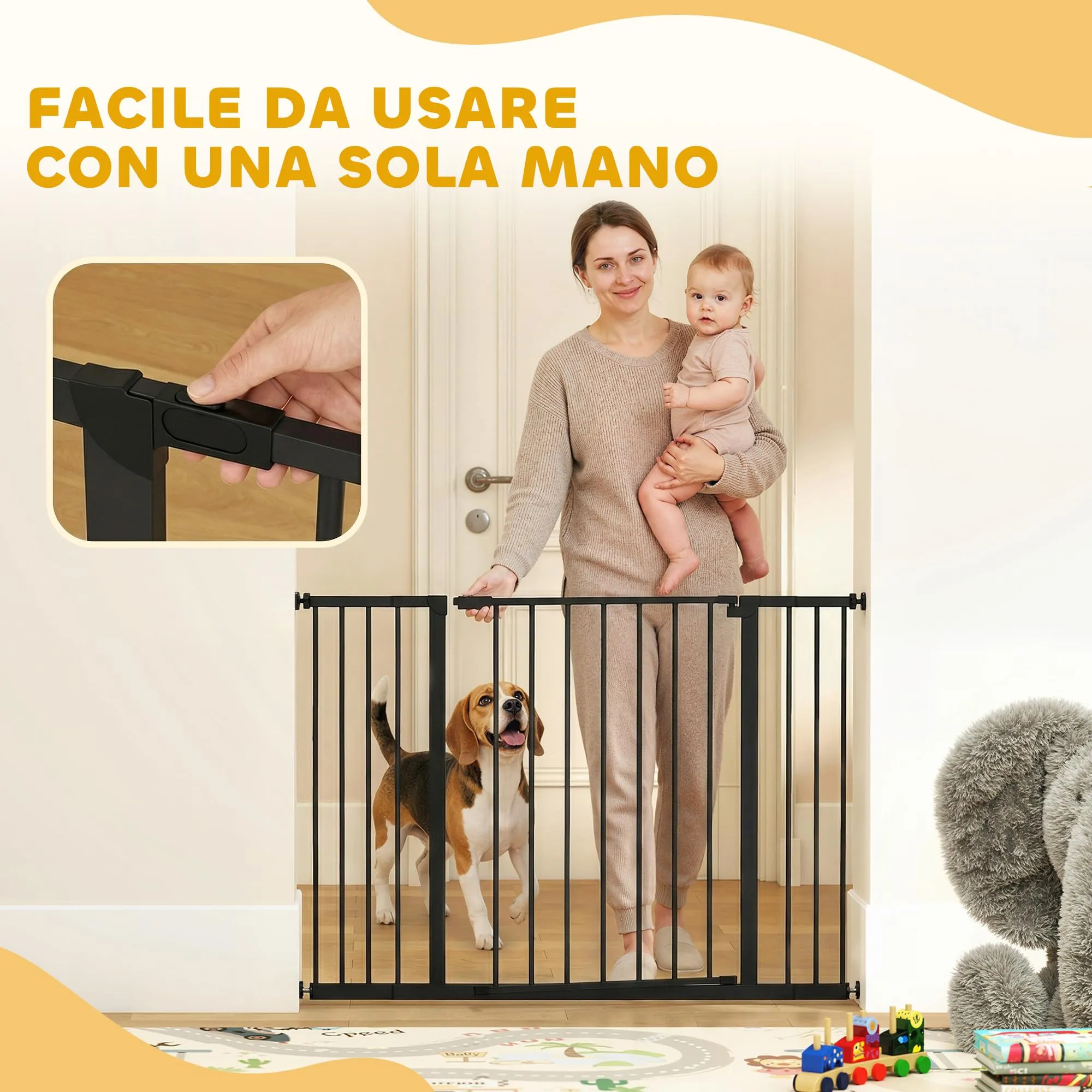 PawHut Cancellino per Cani Estensibile 76-107 cm Nero - immagine 7