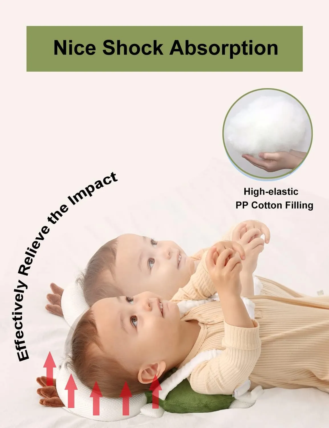 Bambebe Cuscino Anticaduta Protezione Testa per Neonato e Bambini Regolabile, Modello Tartaruga - immagine 3