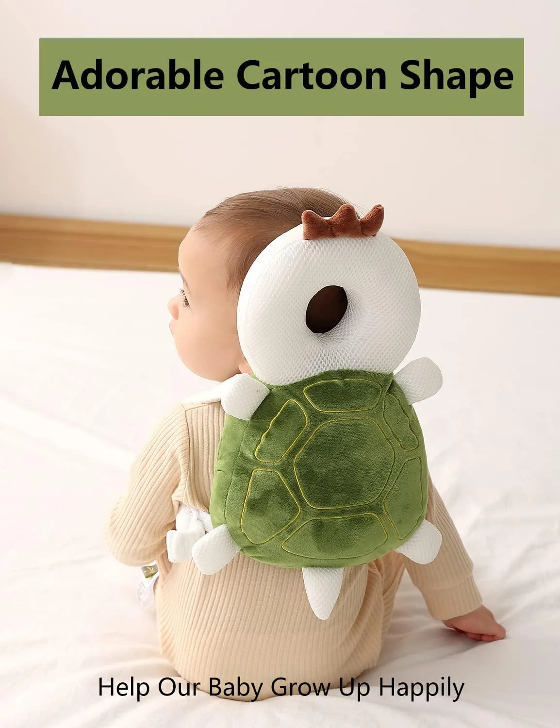 Bambebe Cuscino Anticaduta Protezione Testa per Neonato e Bambini Regolabile, Modello Tartaruga - immagine 5