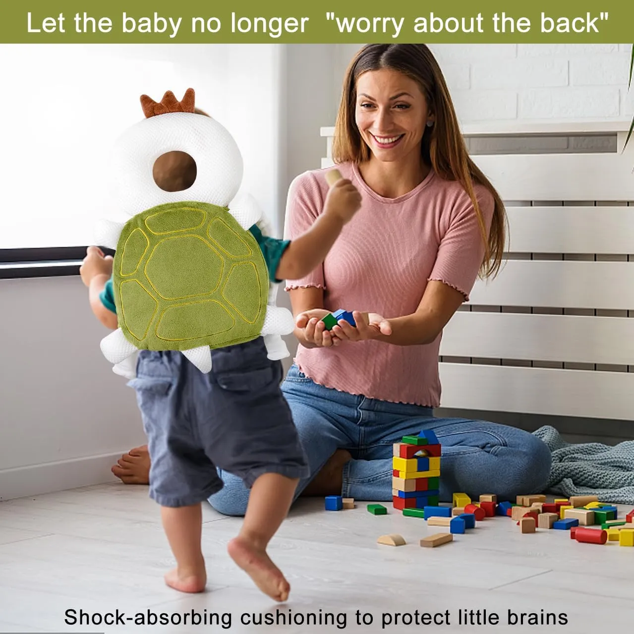 Bambebe Cuscino Anticaduta Protezione Testa per Neonato e Bambini Regolabile, Modello Tartaruga - immagine 6