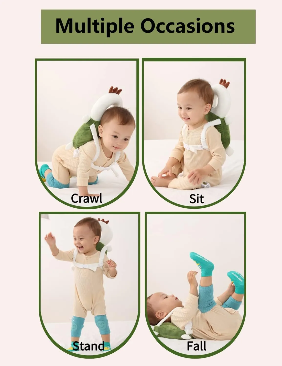 Bambebe Cuscino Anticaduta Protezione Testa per Neonato e Bambini Regolabile, Modello Tartaruga - immagine 7