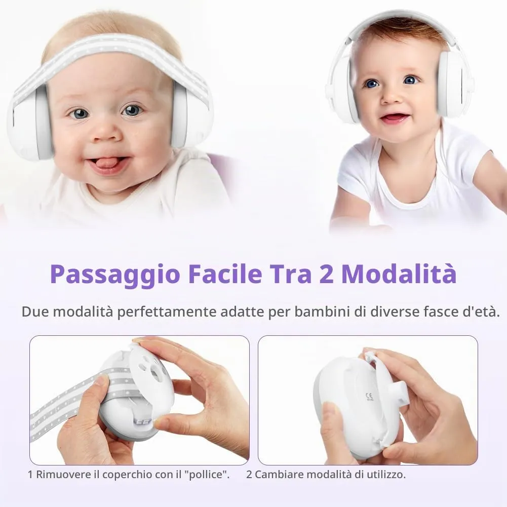 Aolso Cuffie Antirumore 2 in 1 per Neonati e Bambini 0-5 Anni, Archetto Regolabile, Grigio - immagine 4