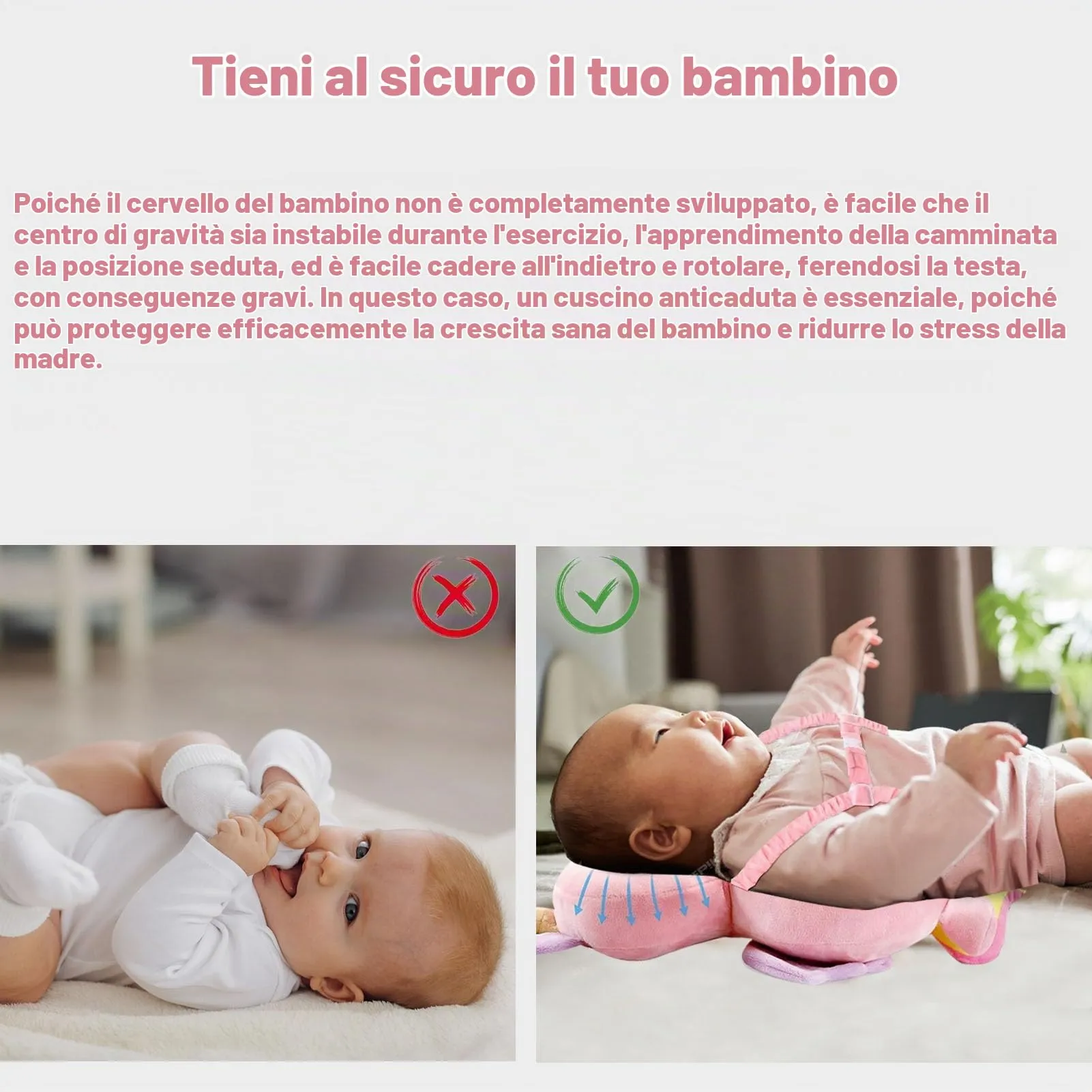 SEPSCO Protezione Testa e Schiena per Neonato, Zainetto Anticaduta Regolabile per Primi Passi - immagine 5