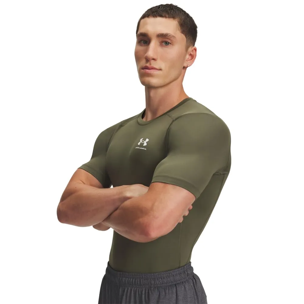 Under Armour Men's HeatGear Compression Shirt Green/White S - immagine 1
