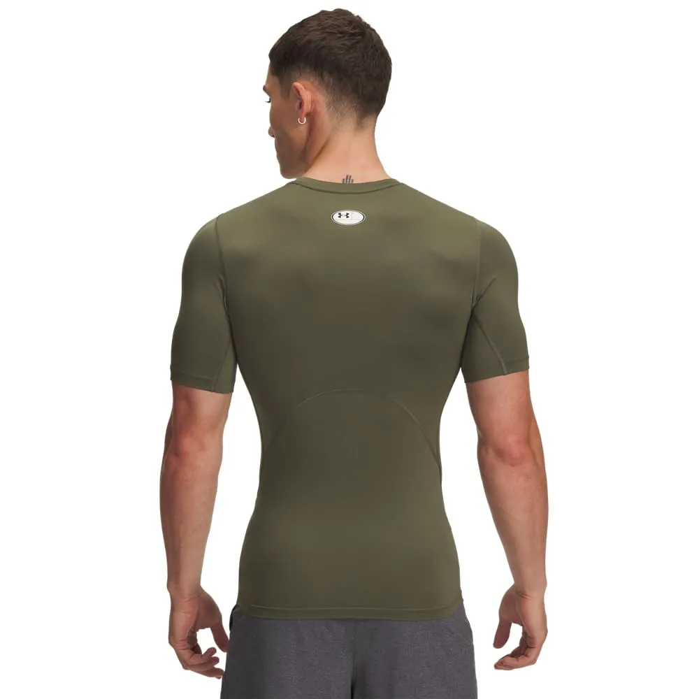 Under Armour Men's HeatGear Compression Shirt Green/White S - immagine 2