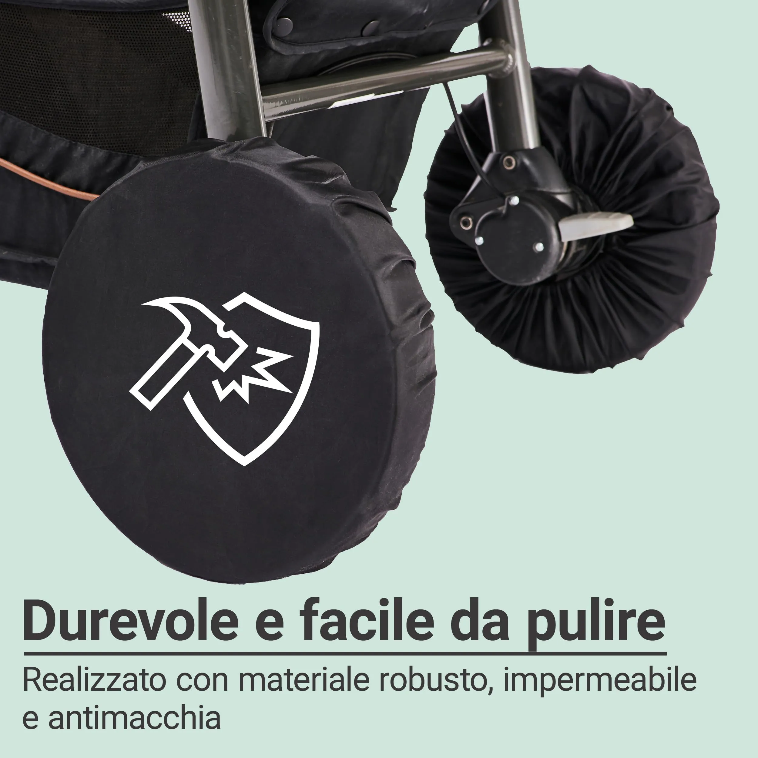Zamboo Copriruota Passeggino Set 4 Coperture - Nero - immagine 5