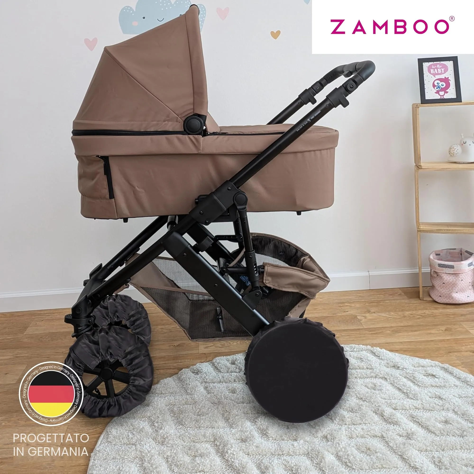 Zamboo Copriruota Passeggino Set 4 Coperture - Nero - immagine 8