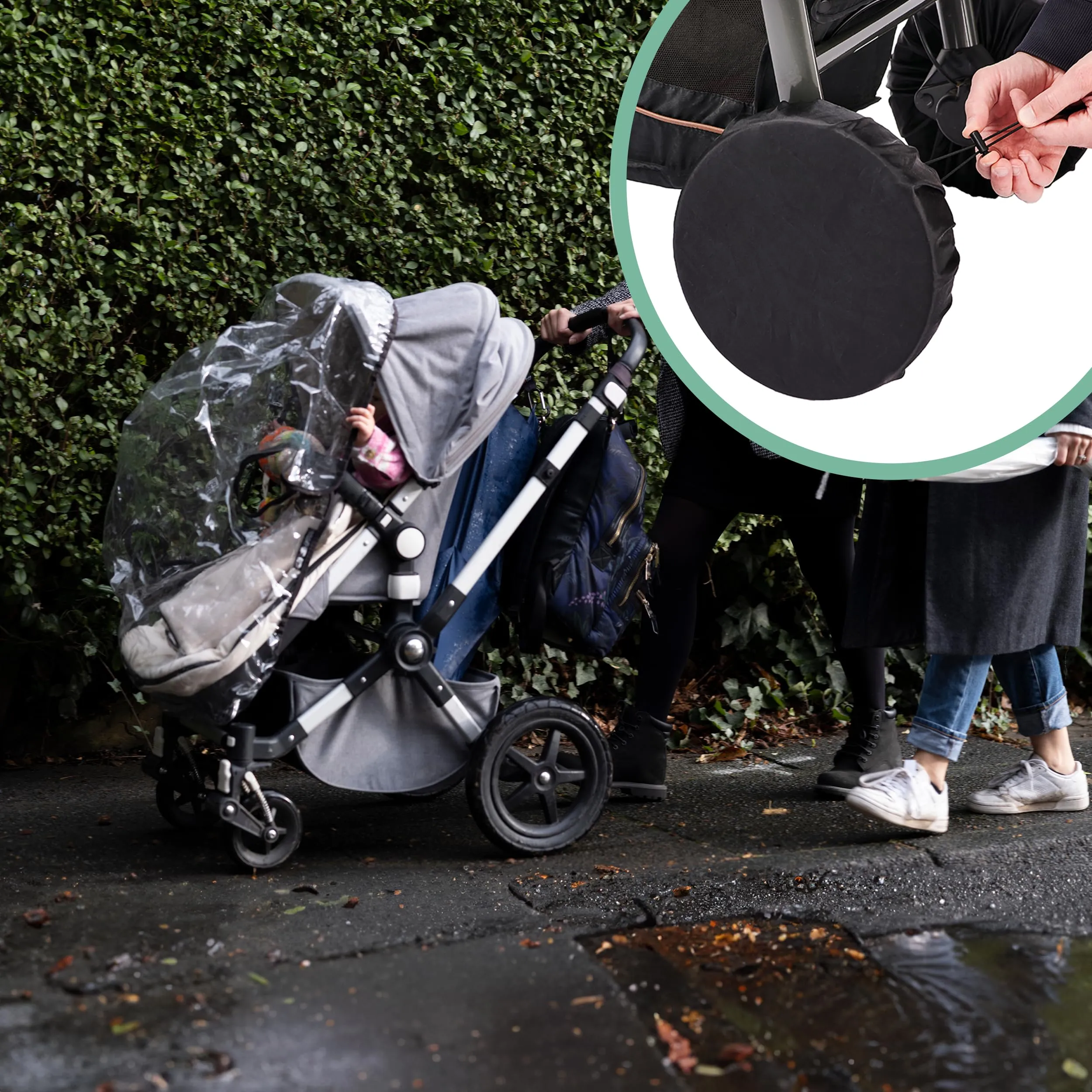 Zamboo Copriruota Passeggino Set 4 Coperture - Nero - immagine 9