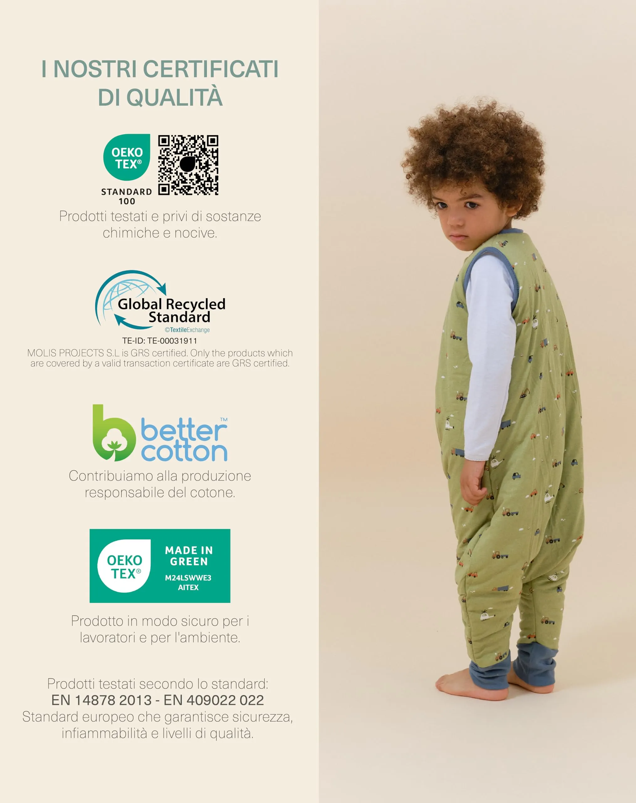 molis & co Sacco Nanna con Piedini Invernale 2.5 TOG, 100% Cotone Oeko-Tex 100, Little Drivers, 1 Anno - immagine 6