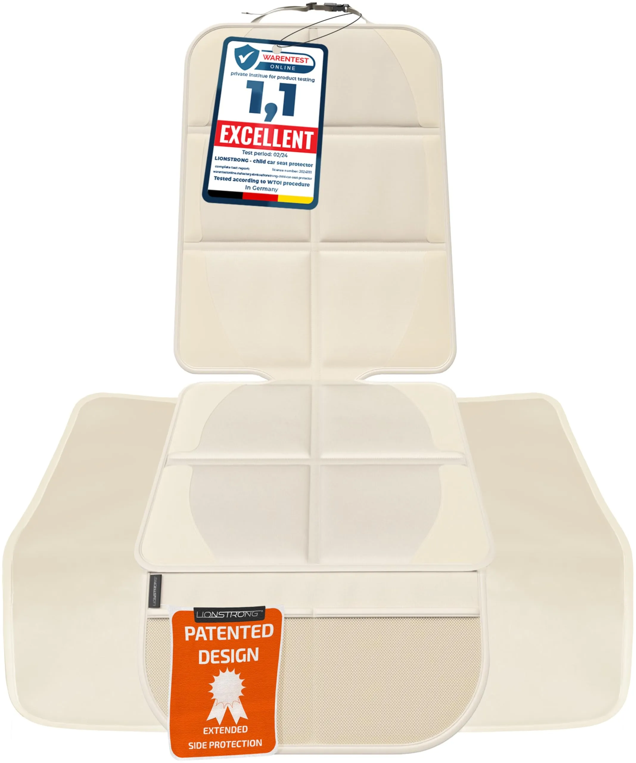 LIONSTRONG Protettori per Sedile ISOFIX Extra Grande - Crema - immagine 1
