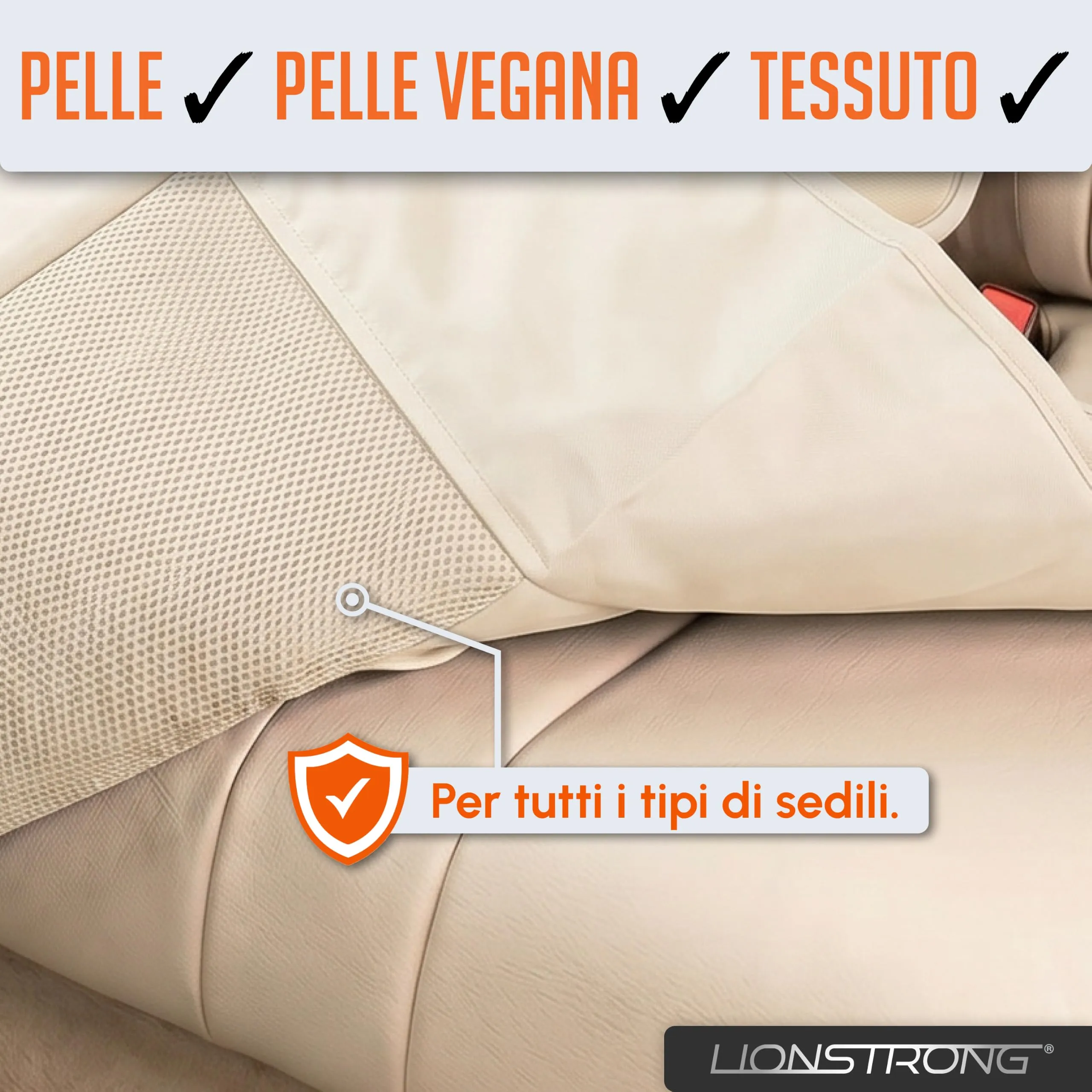 LIONSTRONG Protettori per Sedile ISOFIX Extra Grande - Crema - immagine 7