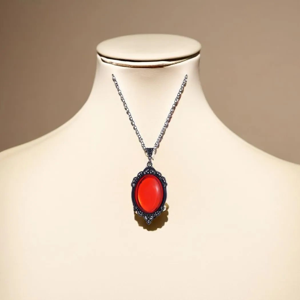 GTYARYUA Collana con Ciondolo Gotico di Cristallo, Regolabile, Rosso - immagine 4