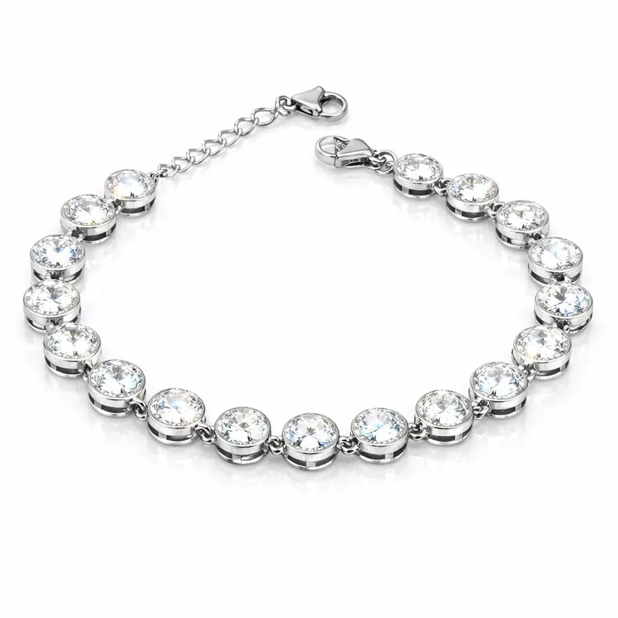 SAGA GIOIELLI Bracciale Tennis con Zirconi in Acciaio Inox per Donna e Uomo - immagine 1