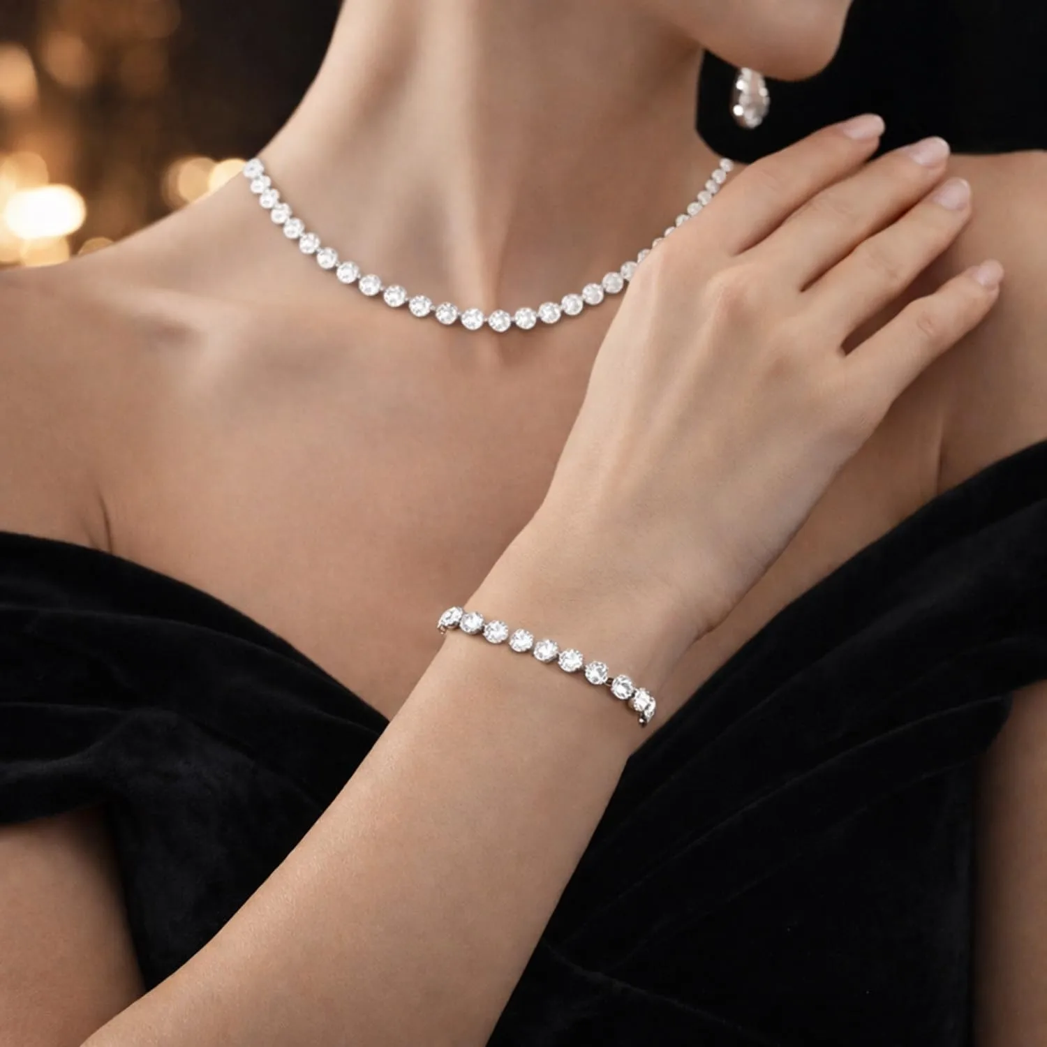 SAGA GIOIELLI Bracciale Tennis con Zirconi in Acciaio Inox per Donna e Uomo - immagine 2
