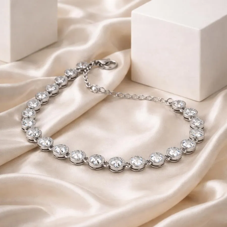 SAGA GIOIELLI Bracciale Tennis con Zirconi in Acciaio Inox per Donna e Uomo - immagine 5