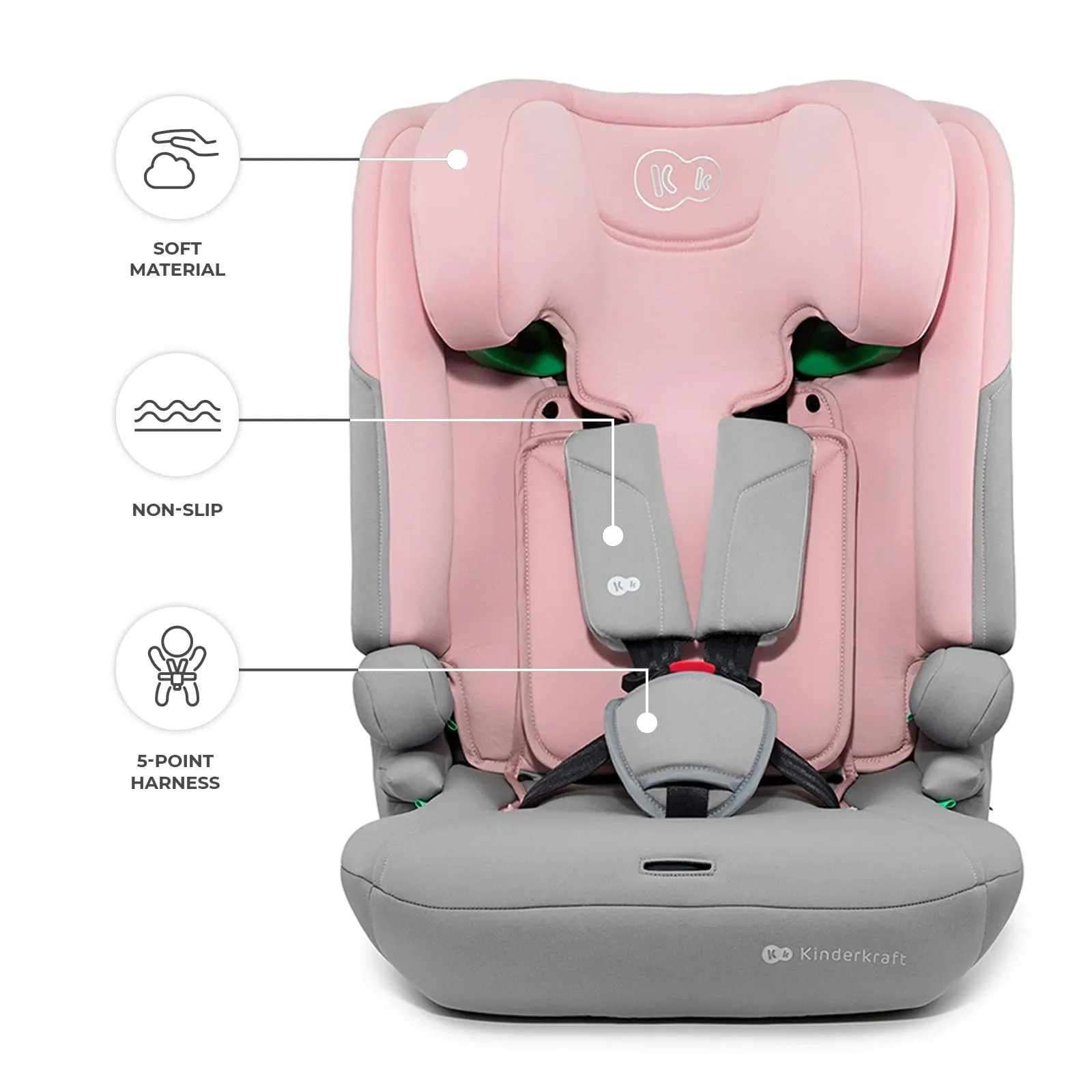 Kinderkraft I-Comfy Seggiolino Auto 76-150 cm Easy Grow, Rosa - immagine 8