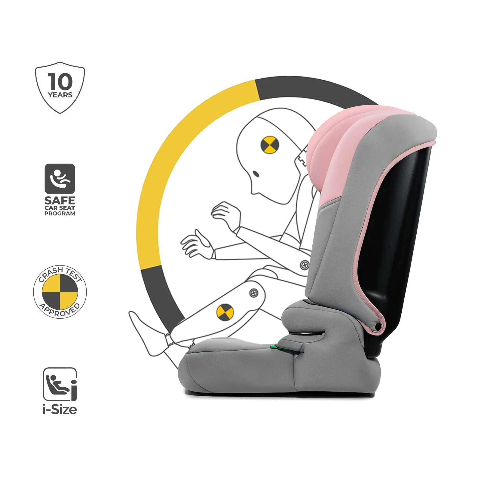 Kinderkraft I-Comfy Seggiolino Auto 76-150 cm Easy Grow, Rosa - immagine 9