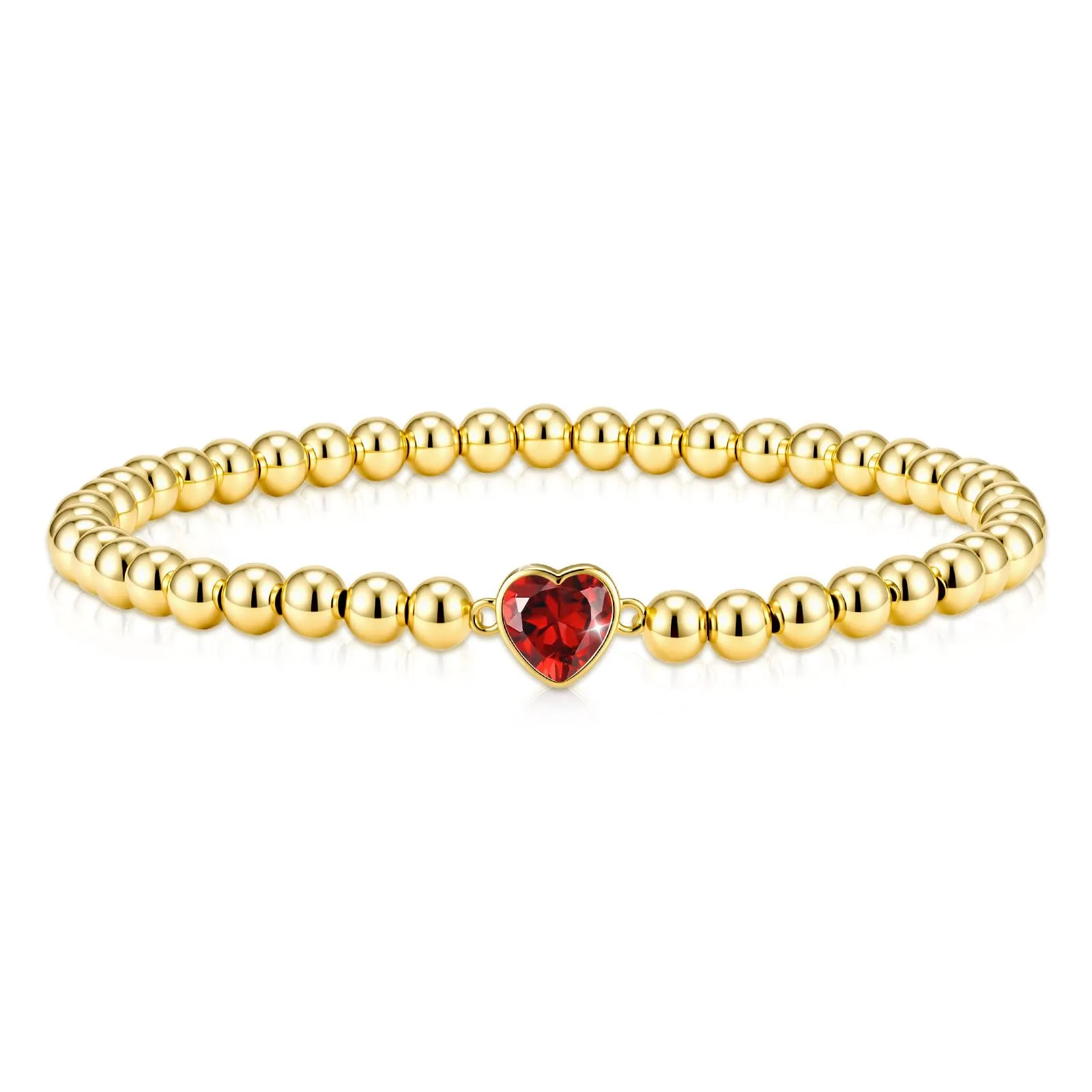 Esmoly Bracciale Donna in Perle con Cuore di Zirconia, Oro/Argento - immagine 1