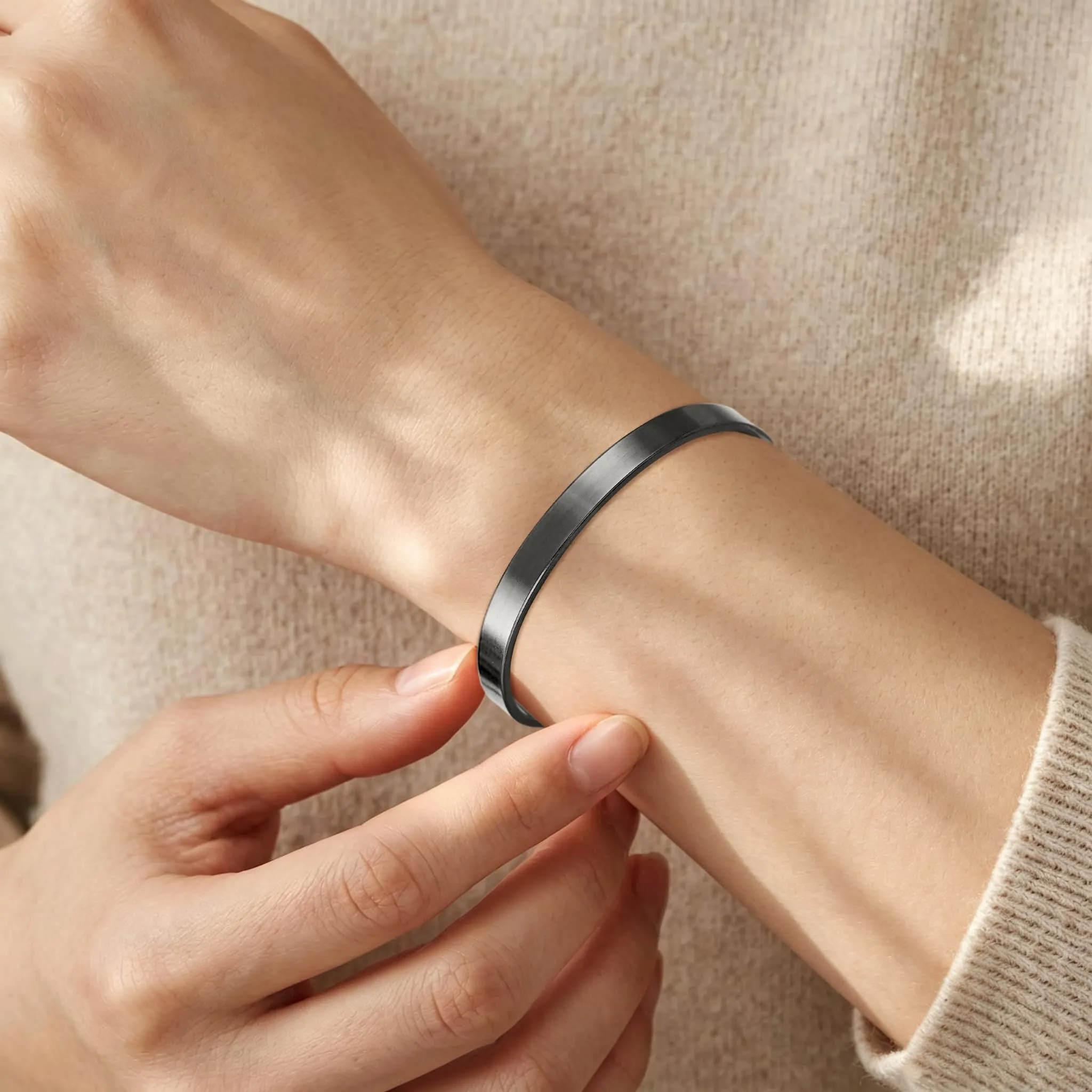 Rajputana Bracciale Donna in Acciaio Tutto Passerà Mantra Nero - immagine 2