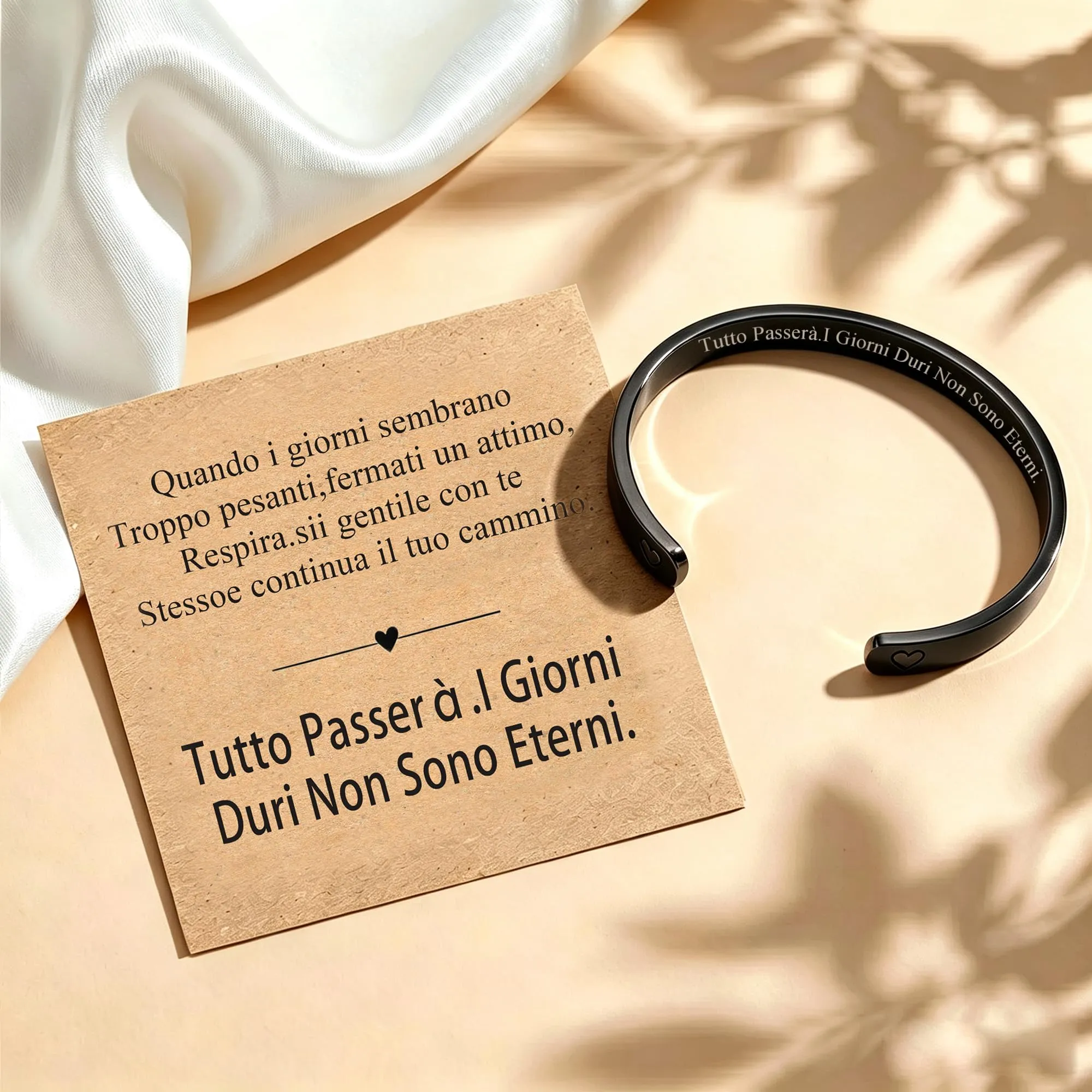 Rajputana Bracciale Donna in Acciaio Tutto Passerà Mantra Nero - immagine 5