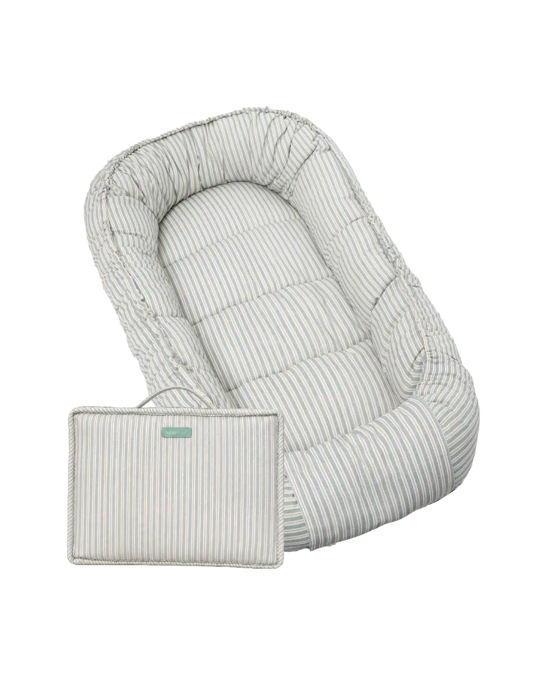 molis&co Nido per bebè 90 x 50 cm, Riduttore per culla e Co-sleeping Nest in Cotone OEKO-TEX 100, Blue Stripes - immagine 1