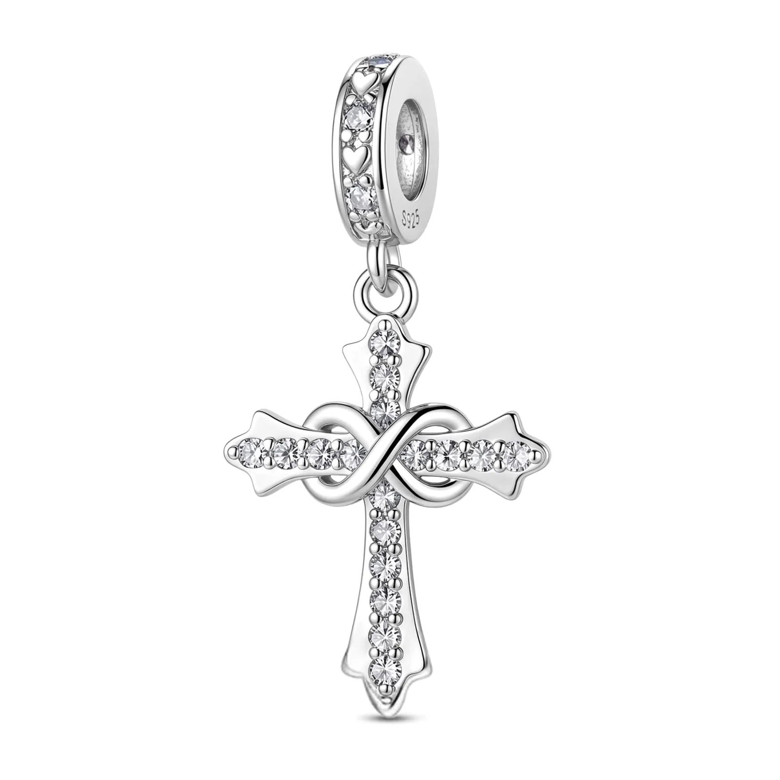 LNQOBU Ciondoli a forma di Croce in Argento Sterling 925 con Pietra di Nascita, Compatibili con Pandora - immagine 1