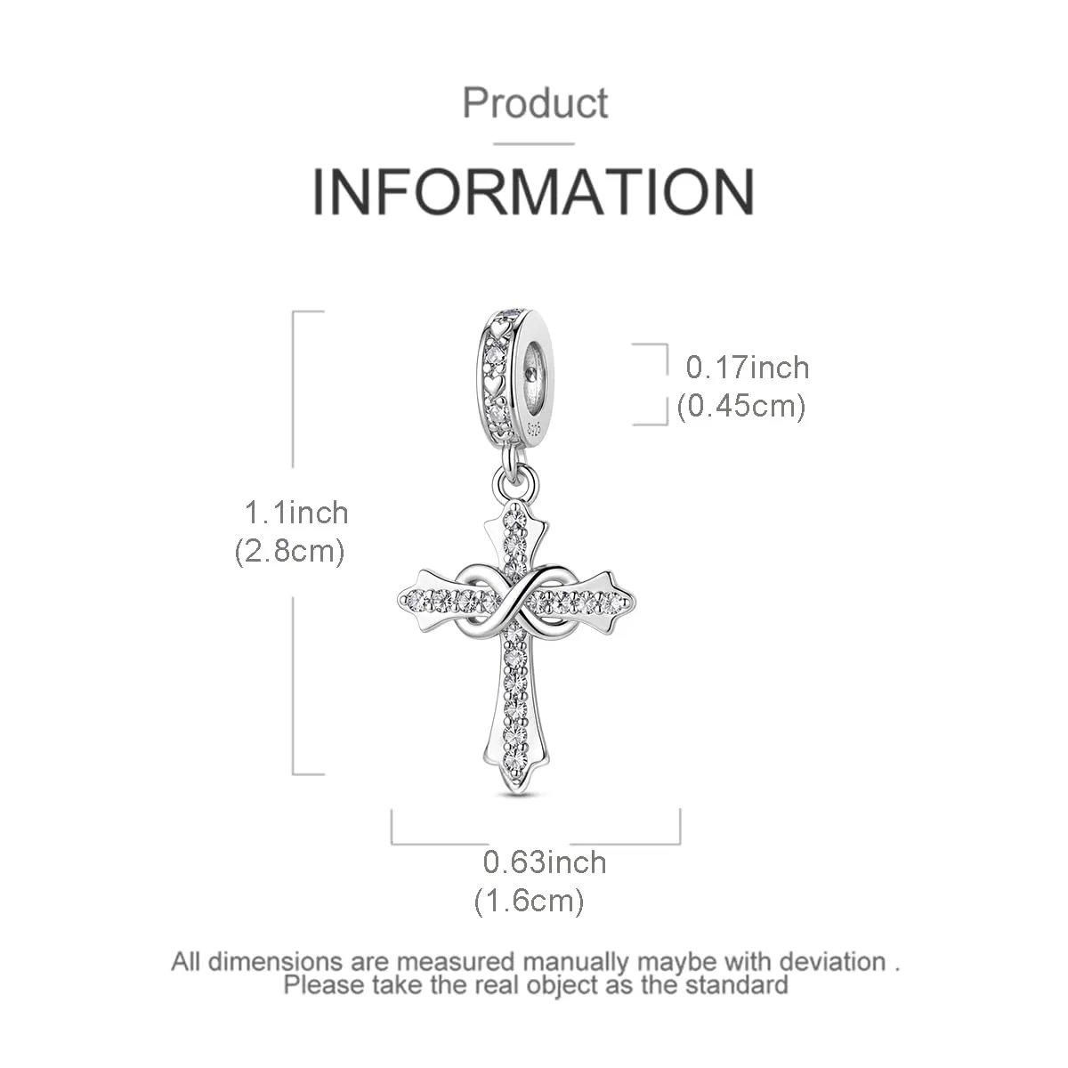 LNQOBU Ciondoli a forma di Croce in Argento Sterling 925 con Pietra di Nascita, Compatibili con Pandora - immagine 5