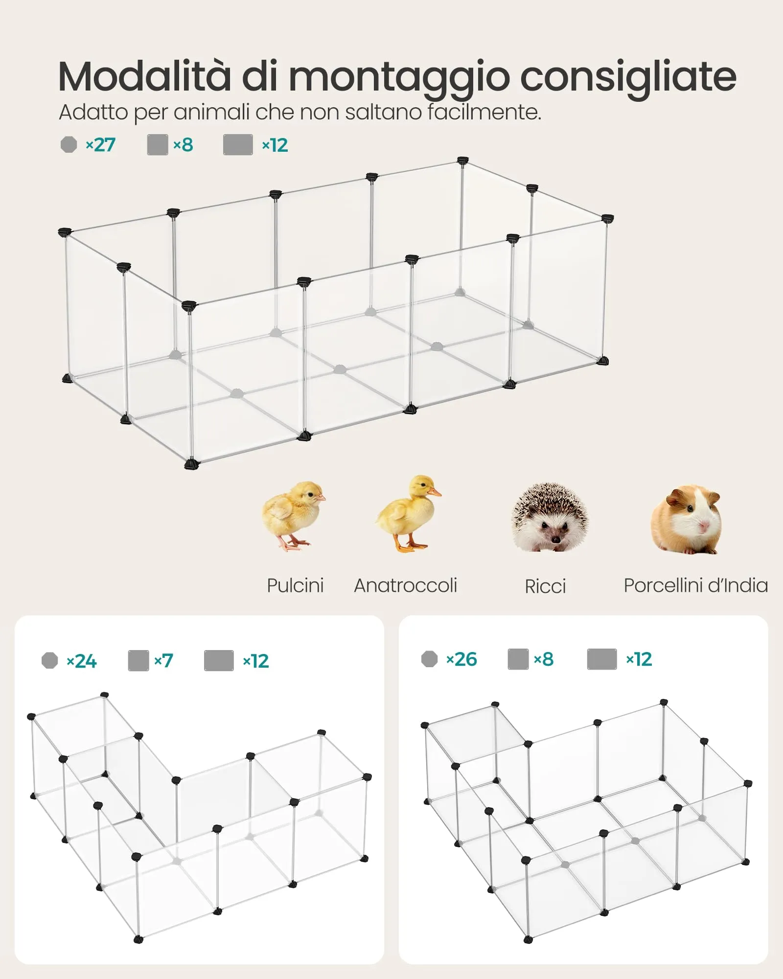 SONGMICS Recinto per Animali con Fondo, 143 x 73 x 46 cm - immagine 3