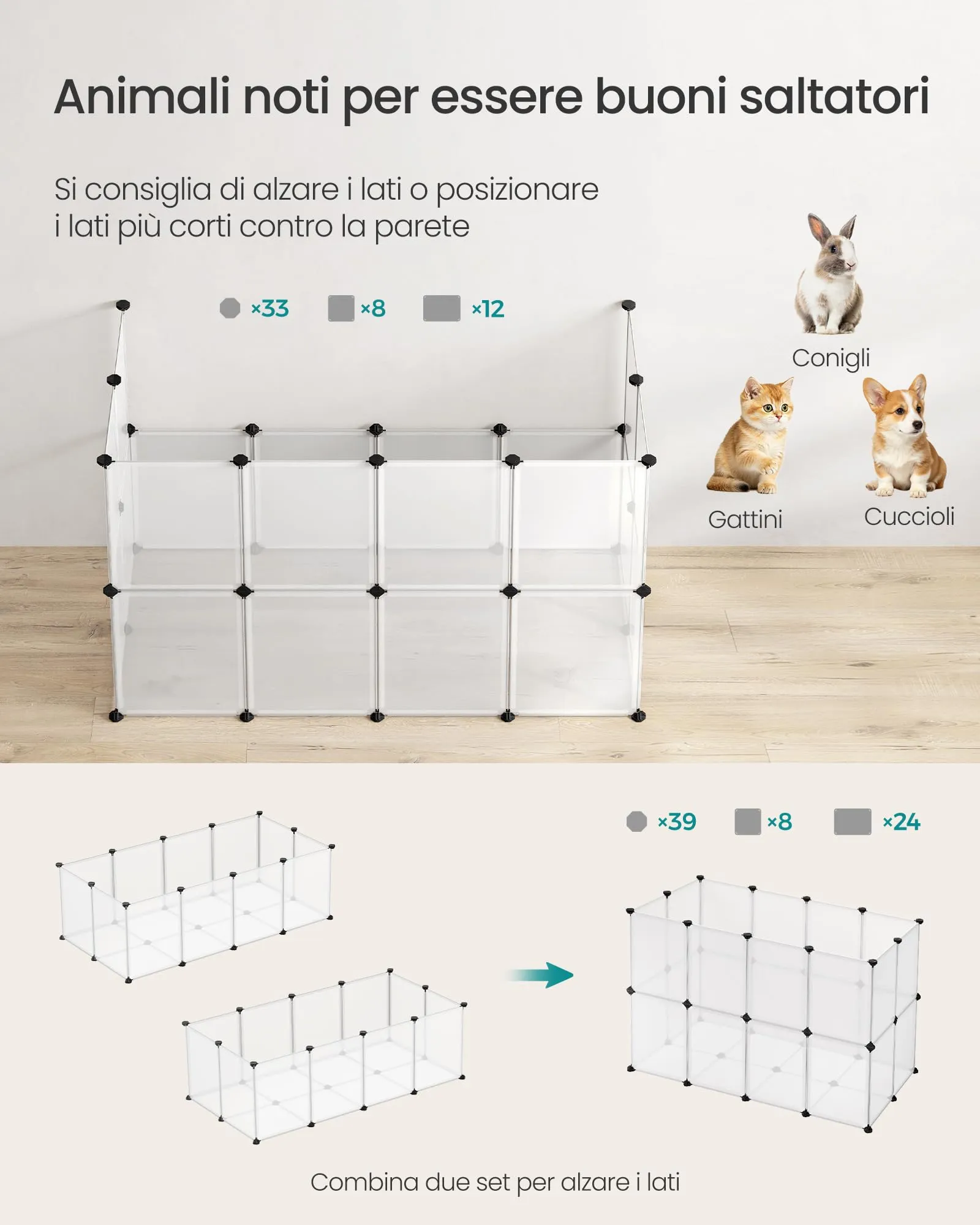 SONGMICS Recinto per Animali con Fondo, 143 x 73 x 46 cm - immagine 4