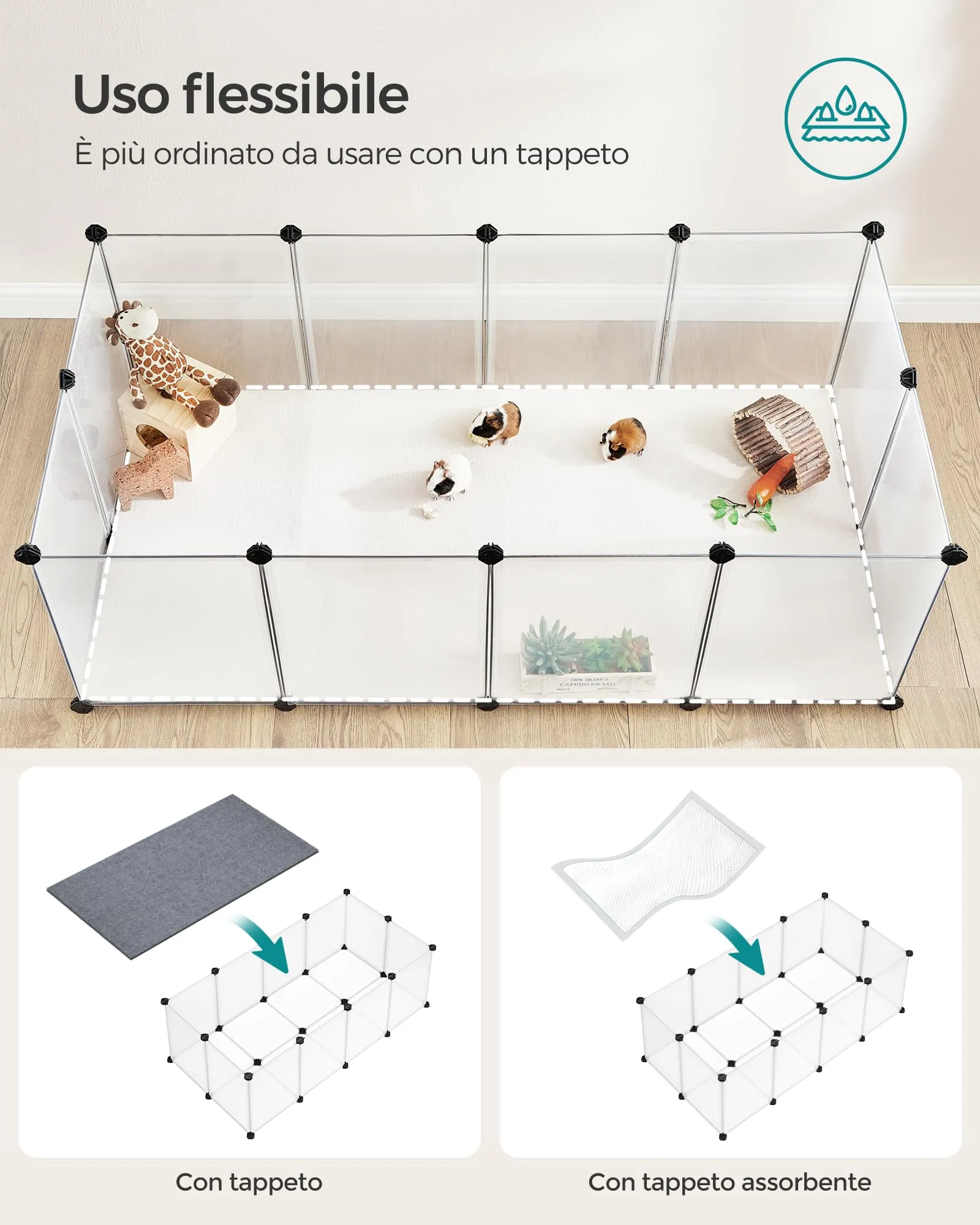 SONGMICS Recinto per Animali con Fondo, 143 x 73 x 46 cm - immagine 5