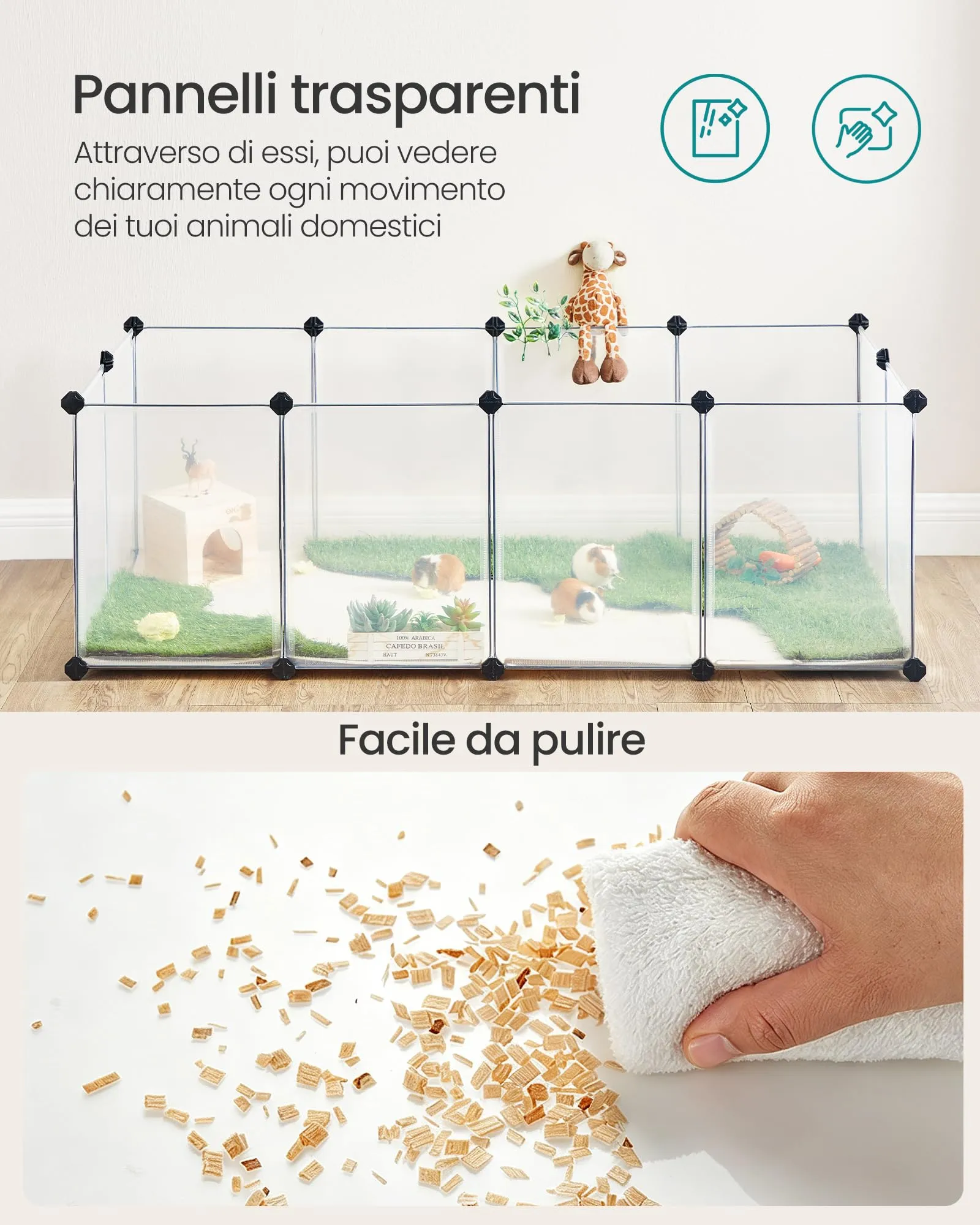 SONGMICS Recinto per Animali con Fondo, 143 x 73 x 46 cm - immagine 7