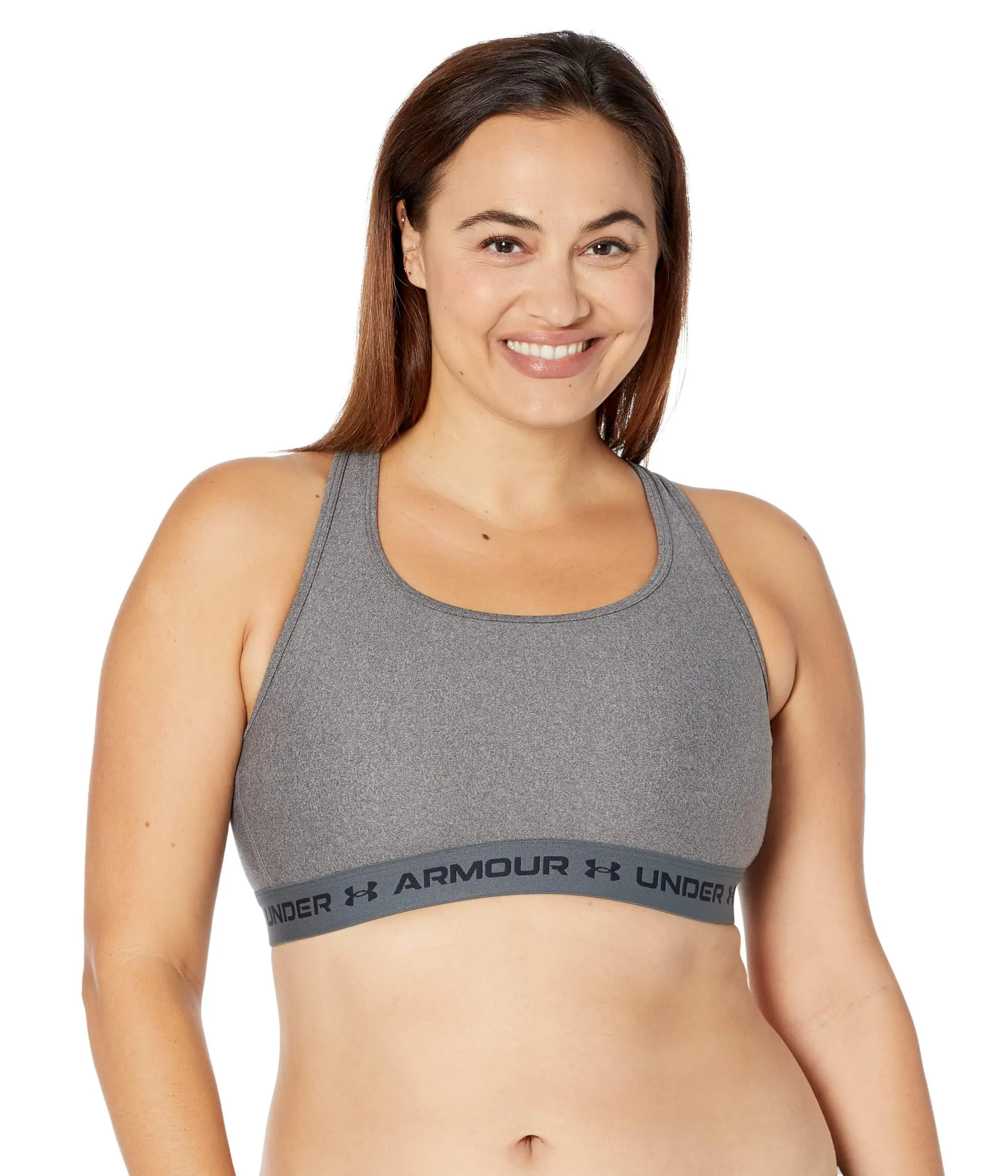 Under Armour Women's Crossback Mid Heather Sports Bra, Charcoal Light Heather/Black, 3X - immagine 1