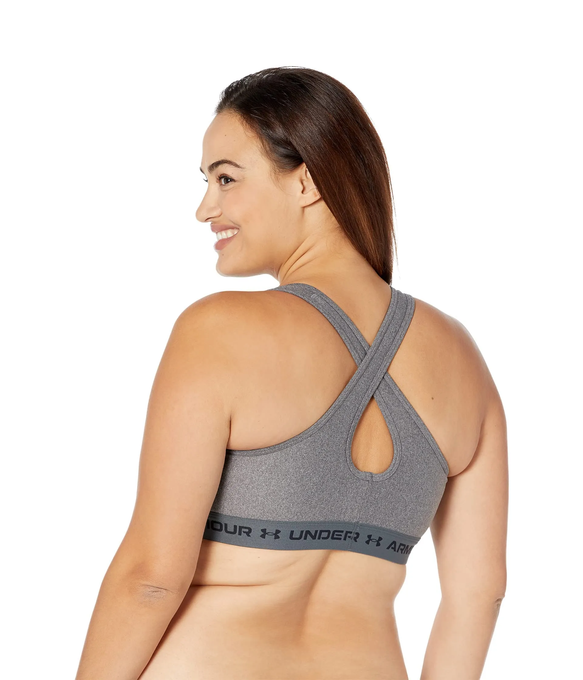 Under Armour Women's Crossback Mid Heather Sports Bra, Charcoal Light Heather/Black, 3X - immagine 2