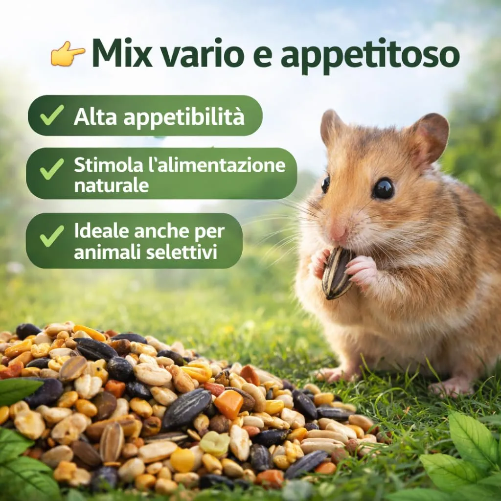 AGRI-CULTURA Mangime Completo per Criceti, Porcellini d’India e Gerbilli, 1,5 kg - immagine 5