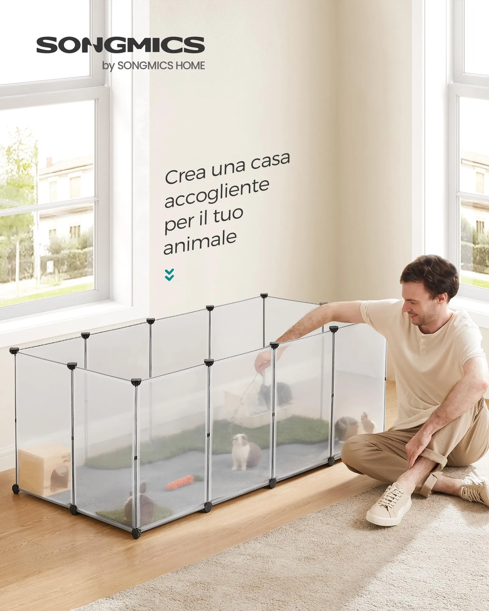 SONGMICS Recinto per Animali con Fondo, 140 x 70 x 55 cm - immagine 2