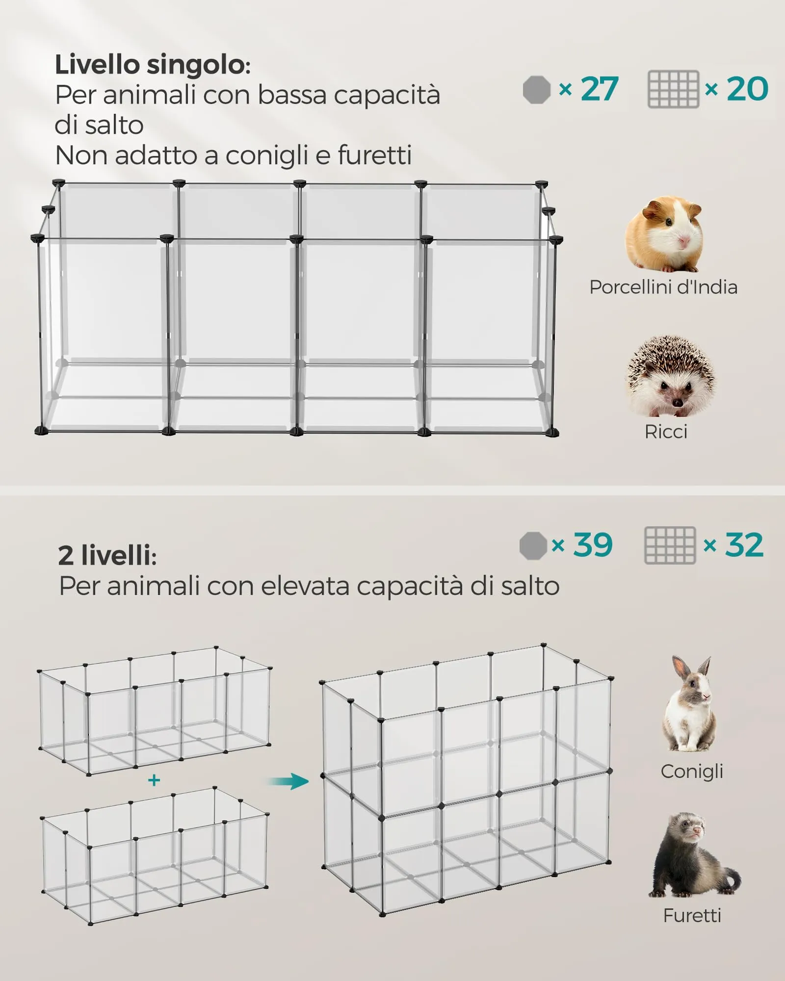 SONGMICS Recinto per Animali con Fondo, 140 x 70 x 55 cm - immagine 3