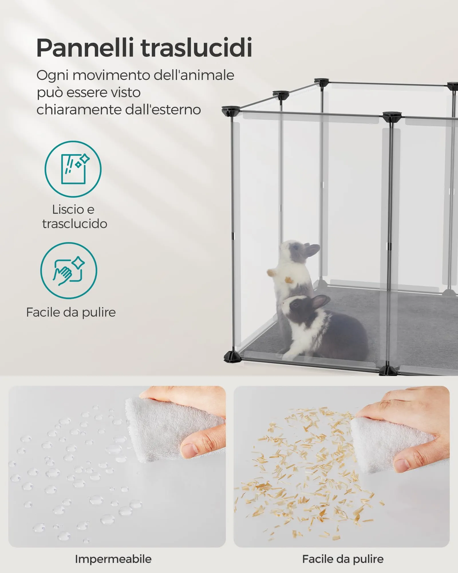 SONGMICS Recinto per Animali con Fondo, 140 x 70 x 55 cm - immagine 5