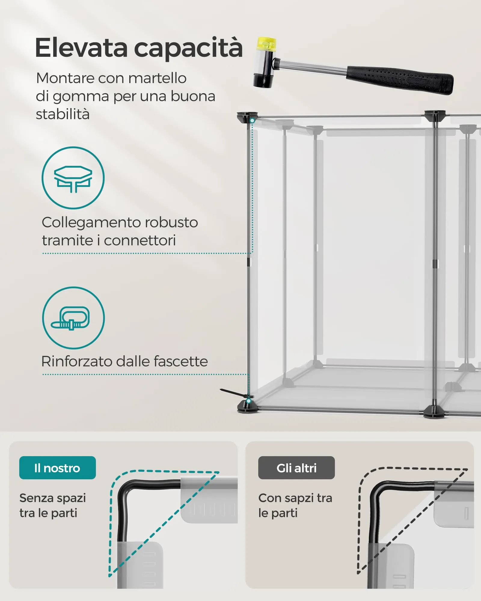 SONGMICS Recinto per Animali con Fondo, 140 x 70 x 55 cm - immagine 6