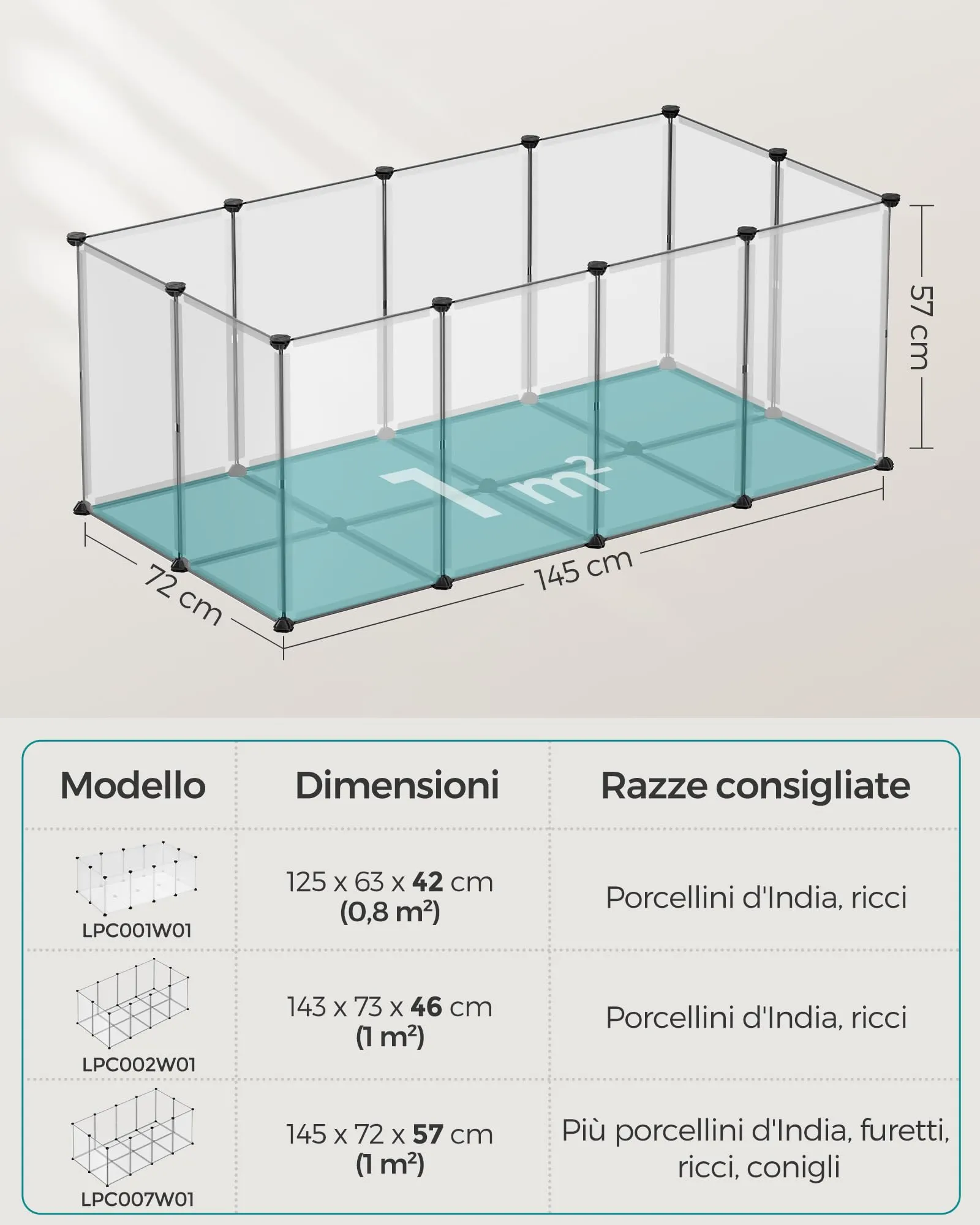 SONGMICS Recinto per Animali con Fondo, 140 x 70 x 55 cm - immagine 7