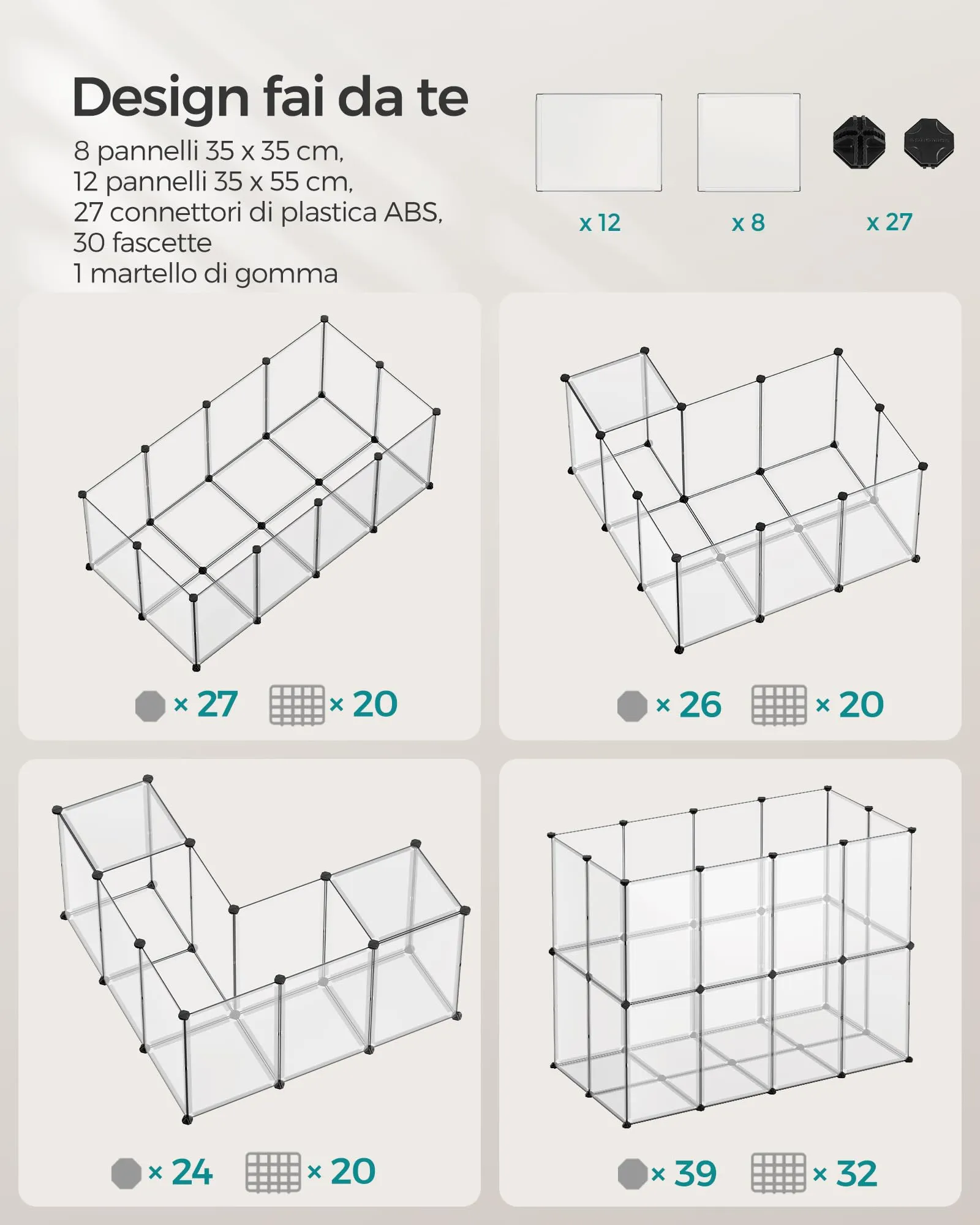 SONGMICS Recinto per Animali con Fondo, 140 x 70 x 55 cm - immagine 8