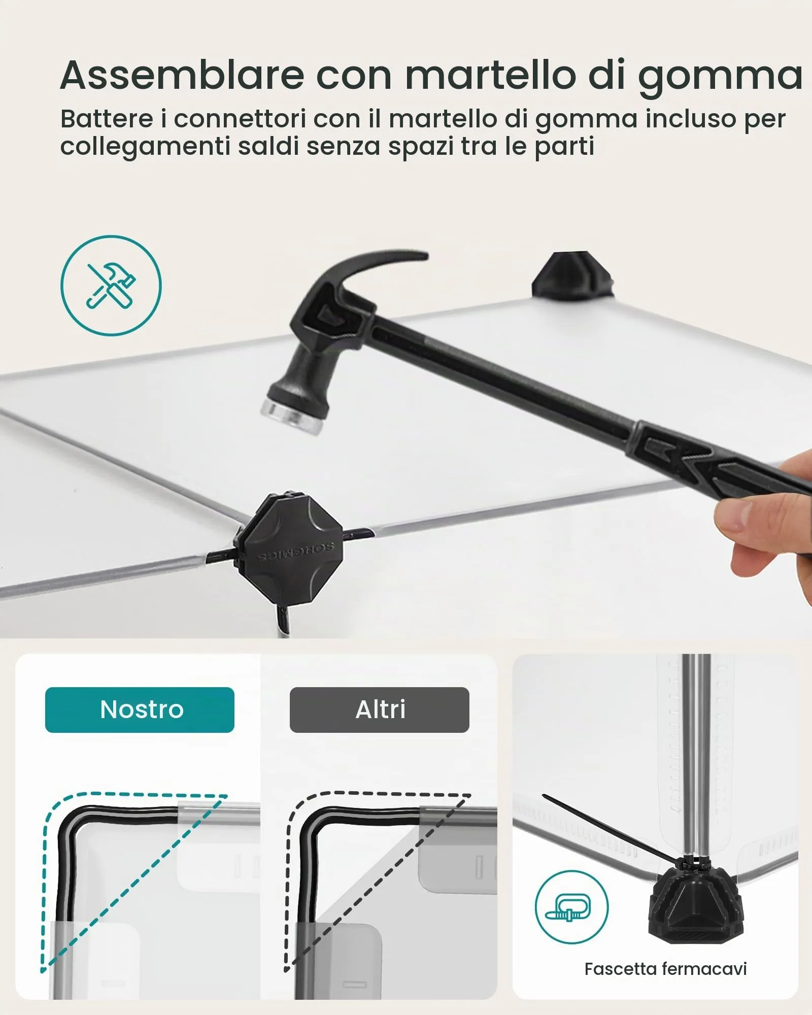 SONGMICS ULPC001W01 Recinzione in Plastica per Piccoli Animali con Pavimento, 125 x 62 x 41 cm, Bianco - immagine 8