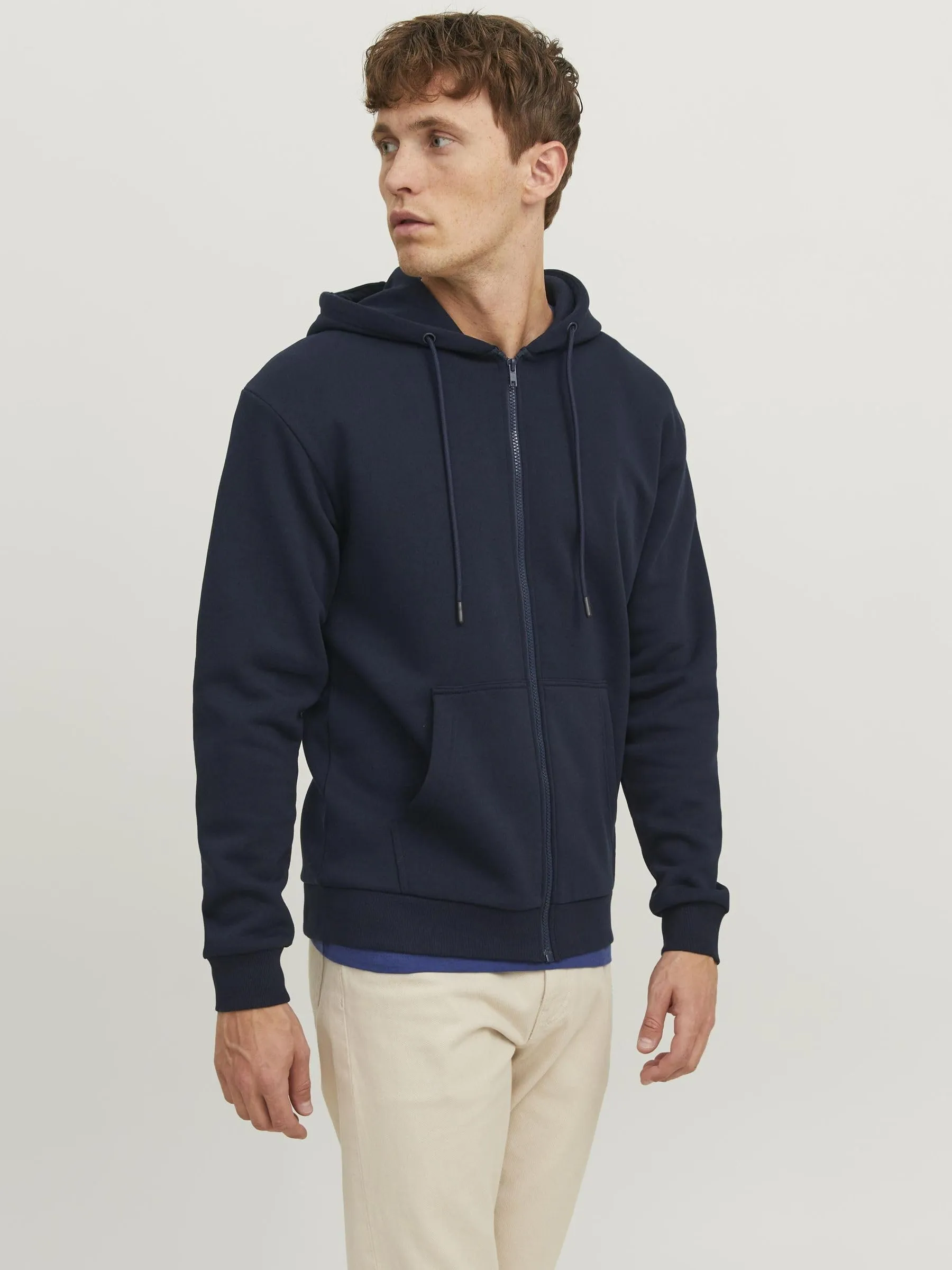 Jack & Jones Felpa con Cappuccio e Zip Blu, S - immagine 2