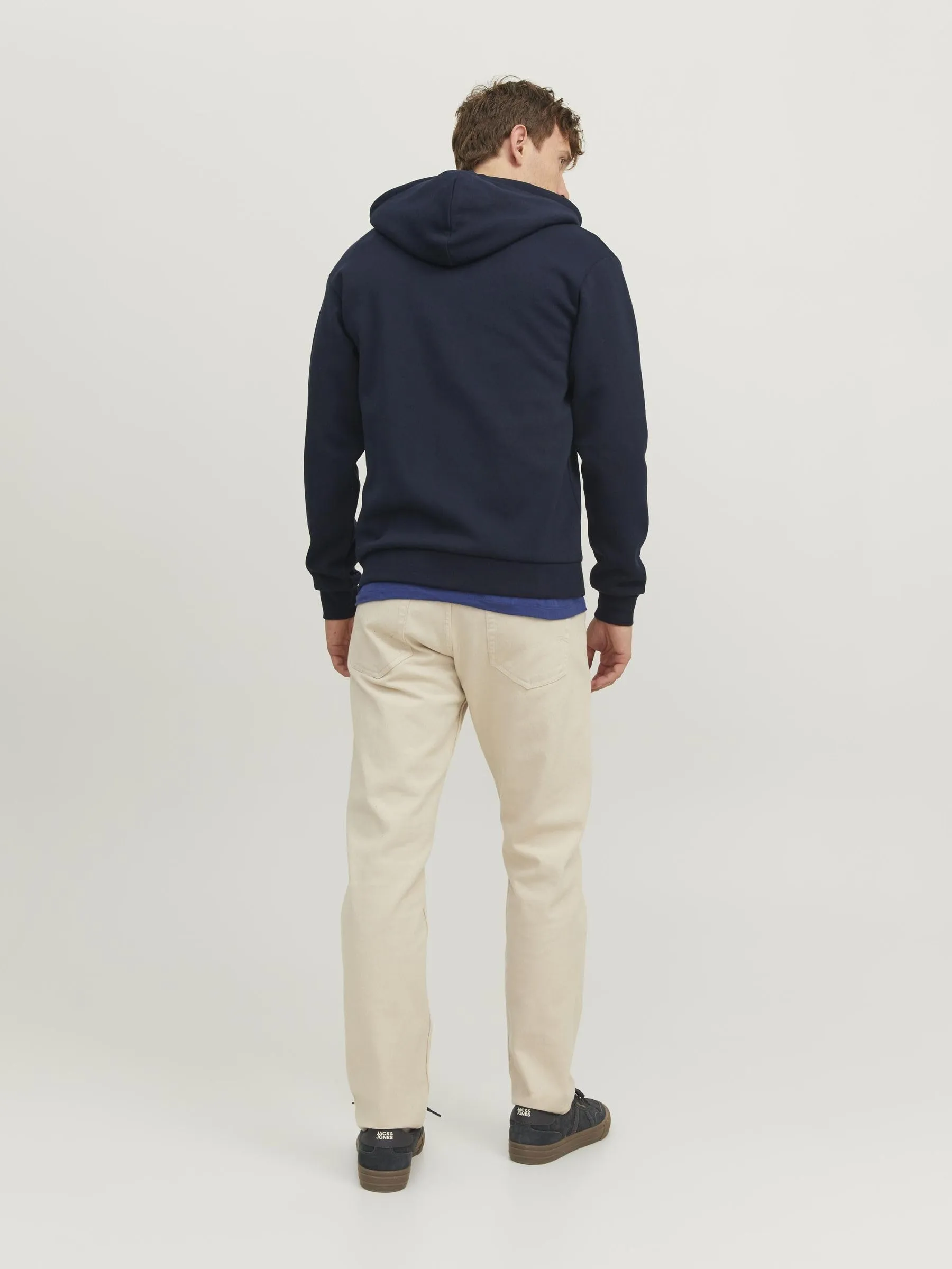 Jack & Jones Felpa con Cappuccio con Cerniera Tinta Unita, Navy Blazer, XS - immagine 3
